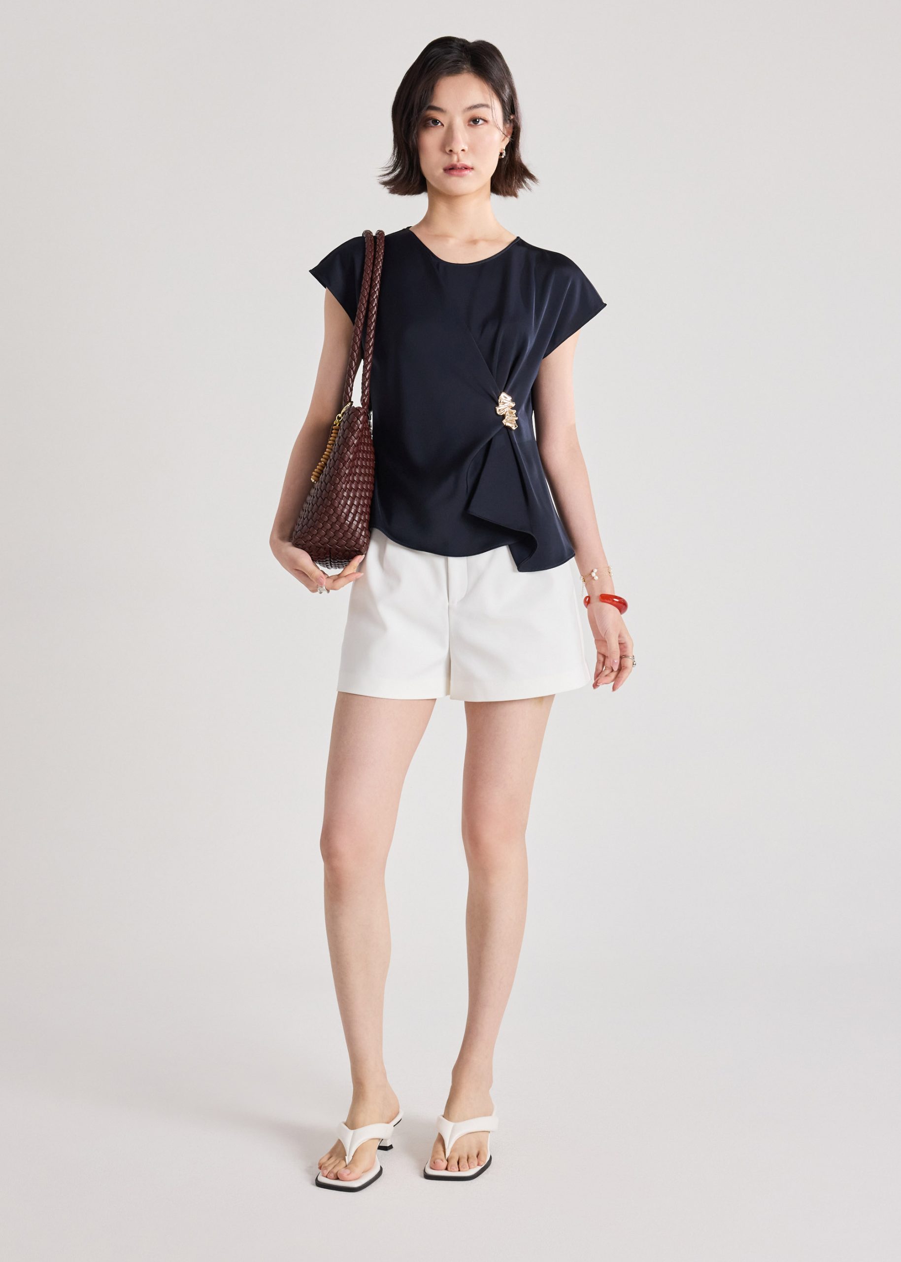 Alina Satin Top With Brooch - Image 7