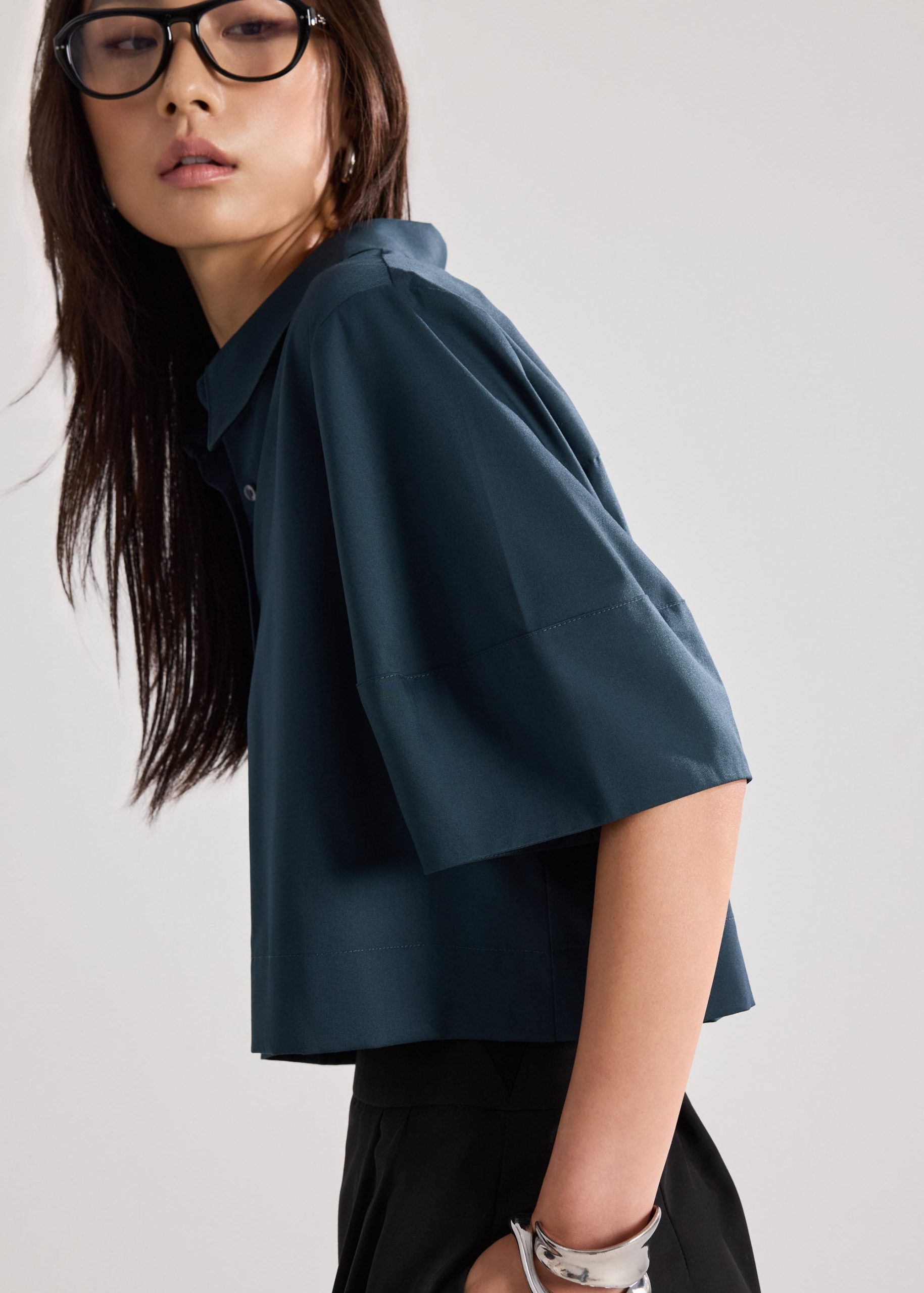 Cocoon Sleeve Crop Shirt - Image 12