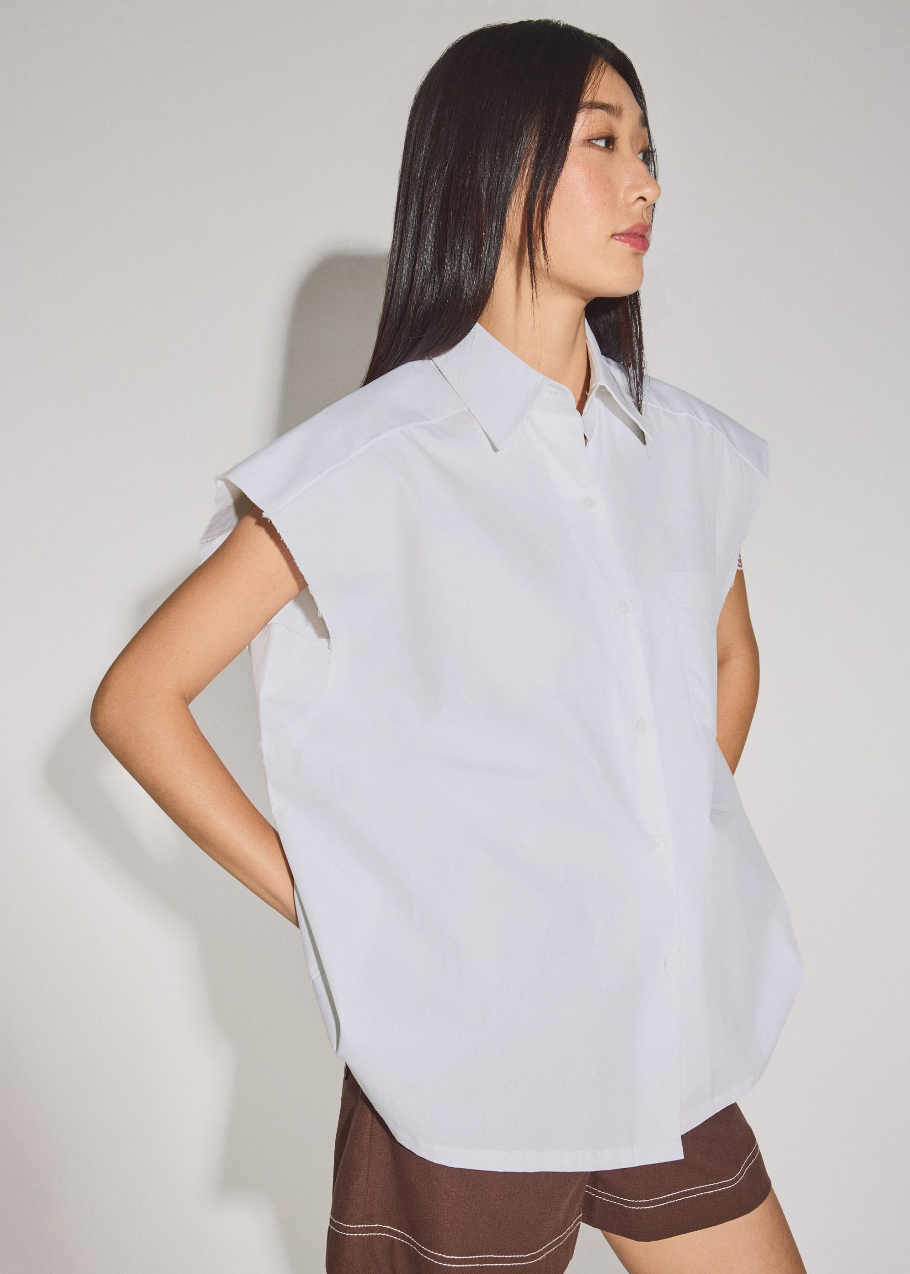 Oversized Cotton Button Down Long Shirt - Image 5