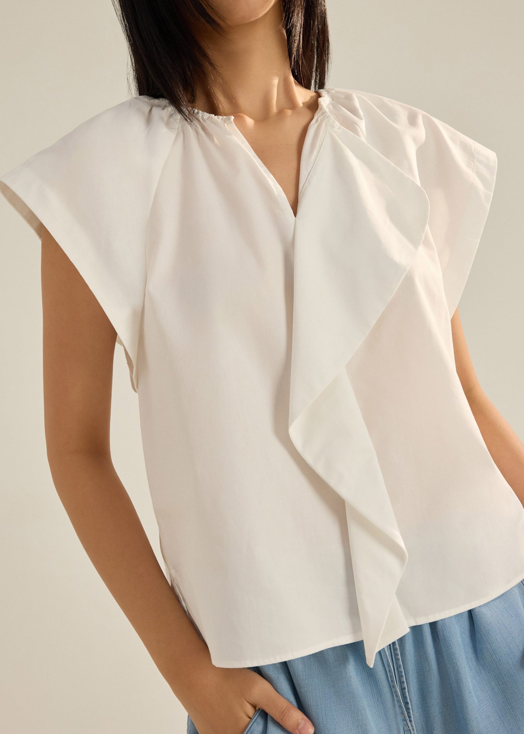 Keiko Cotton Draped Panel Top - Image 2