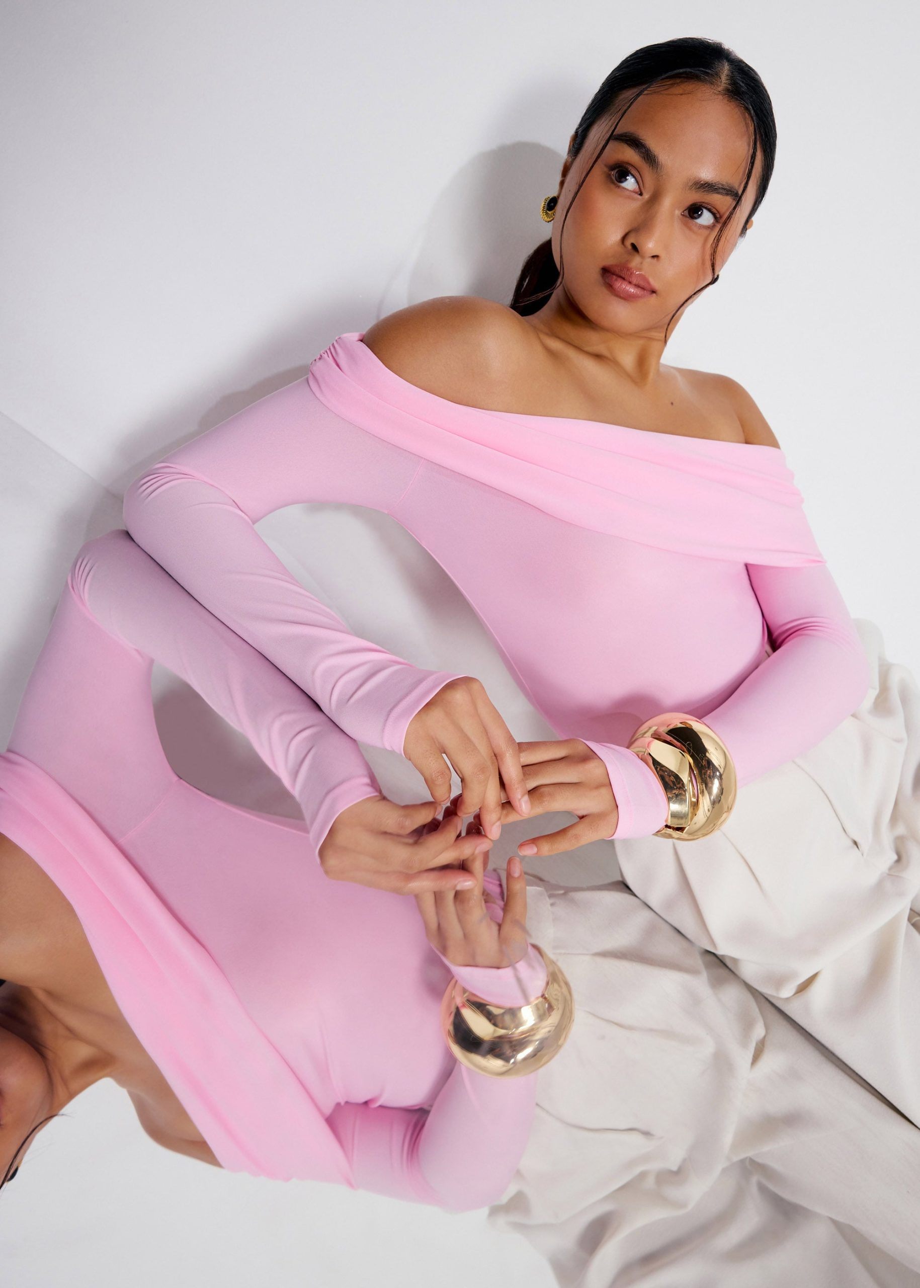 Jersey Off-Shoulder Fitted Top