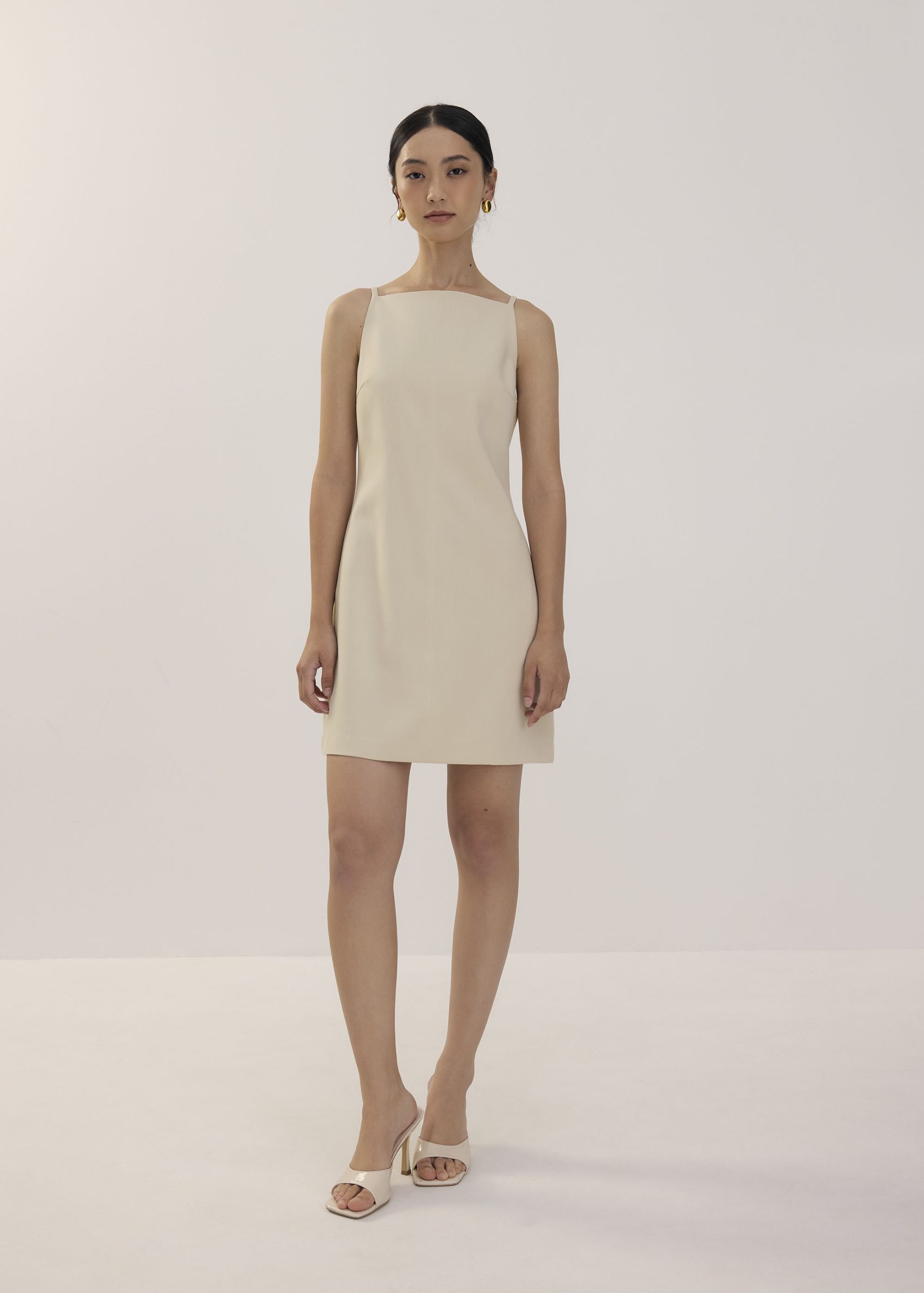 Boat Neck Shift Mini Dress - Image 2
