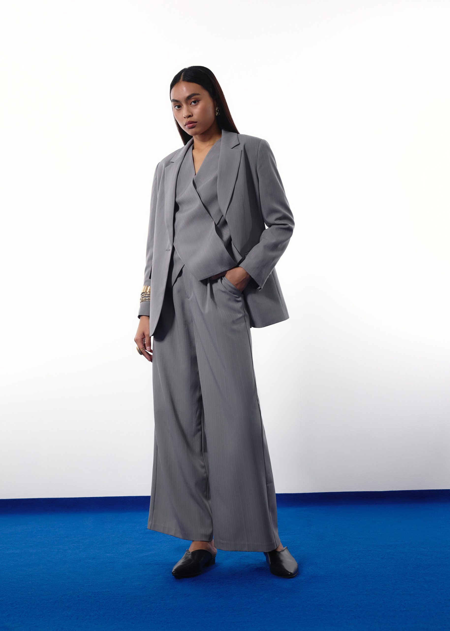 RuchedReady® Rachel Pinstripe Adjustable Waist Blazer - Image 2