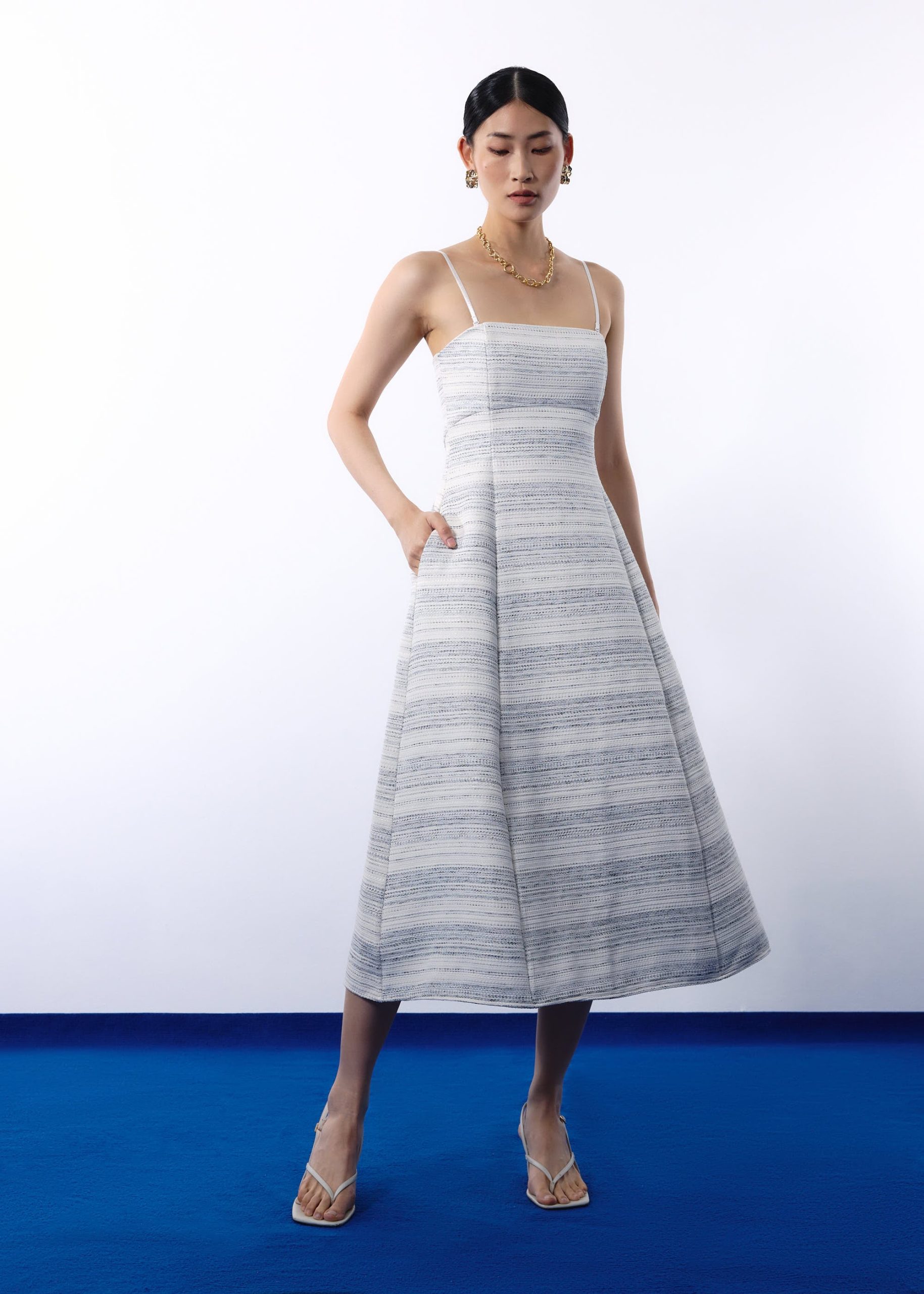 BraFree by LB Emma Multi-way Jacquard Tweed Fit & Flare Midaxi Dress - Image 8