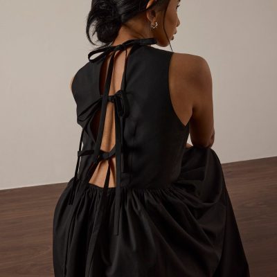 Cotton Open Back Tie Dress
