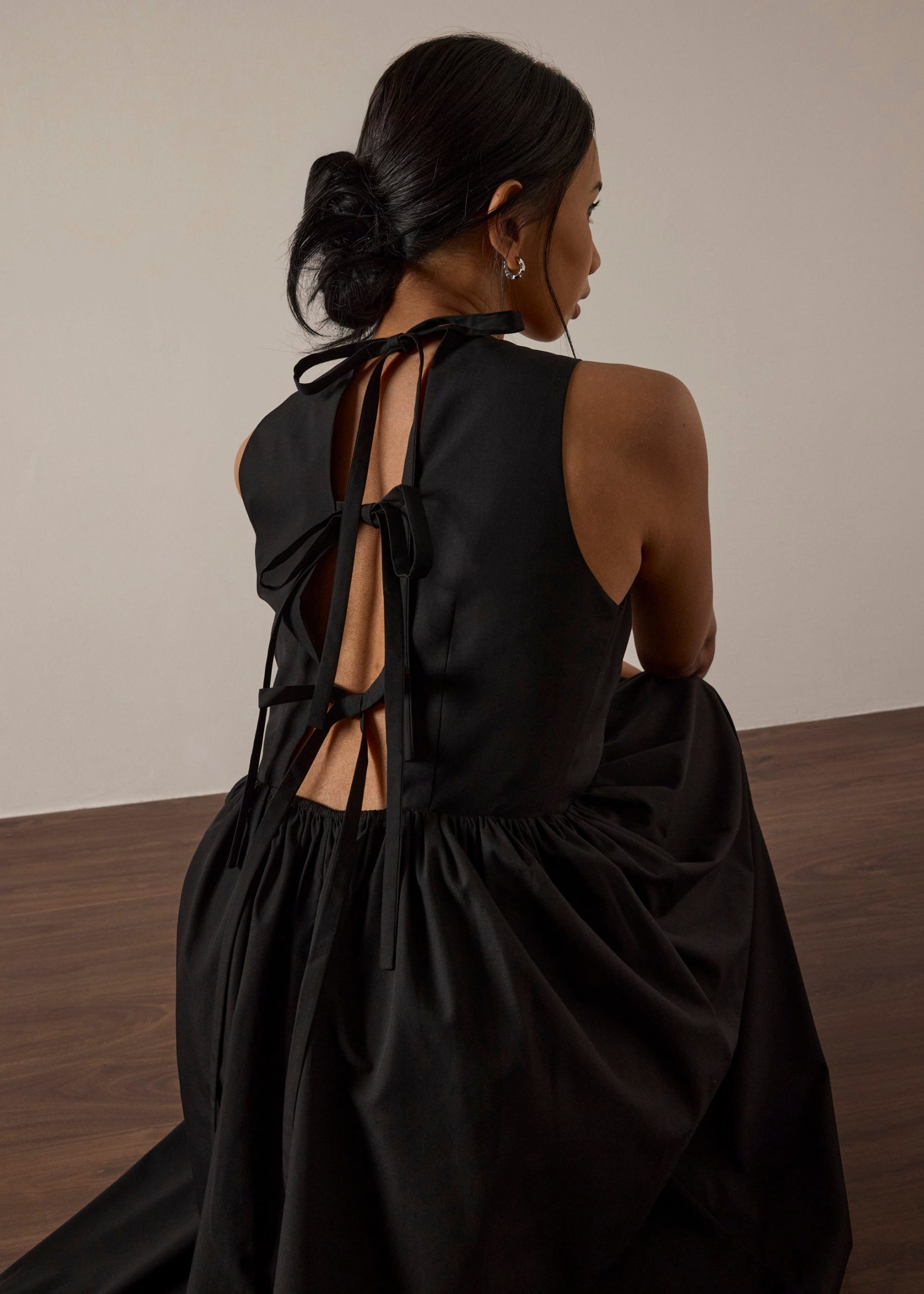 Cotton Open Back Tie Dress