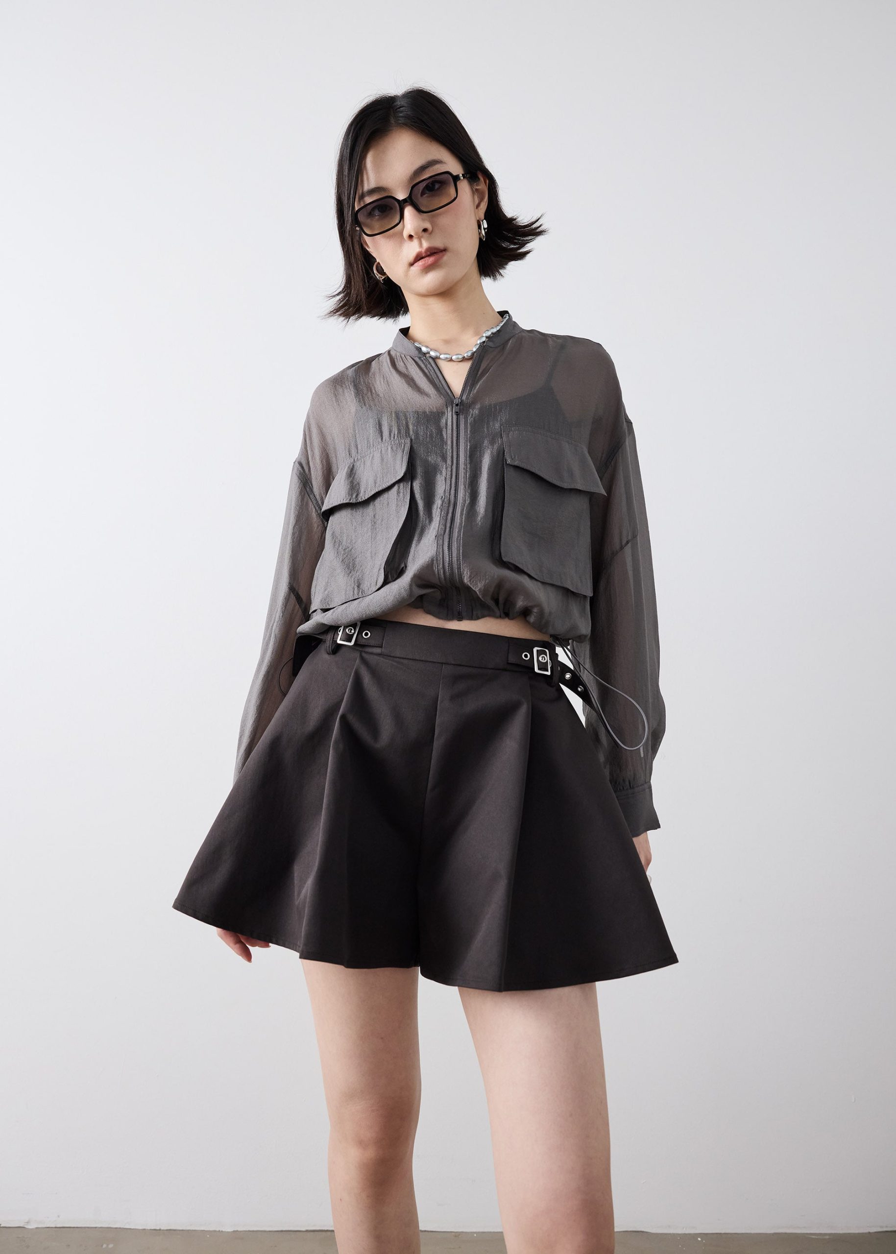 Buckle Belt Flare Shorts - Image 14