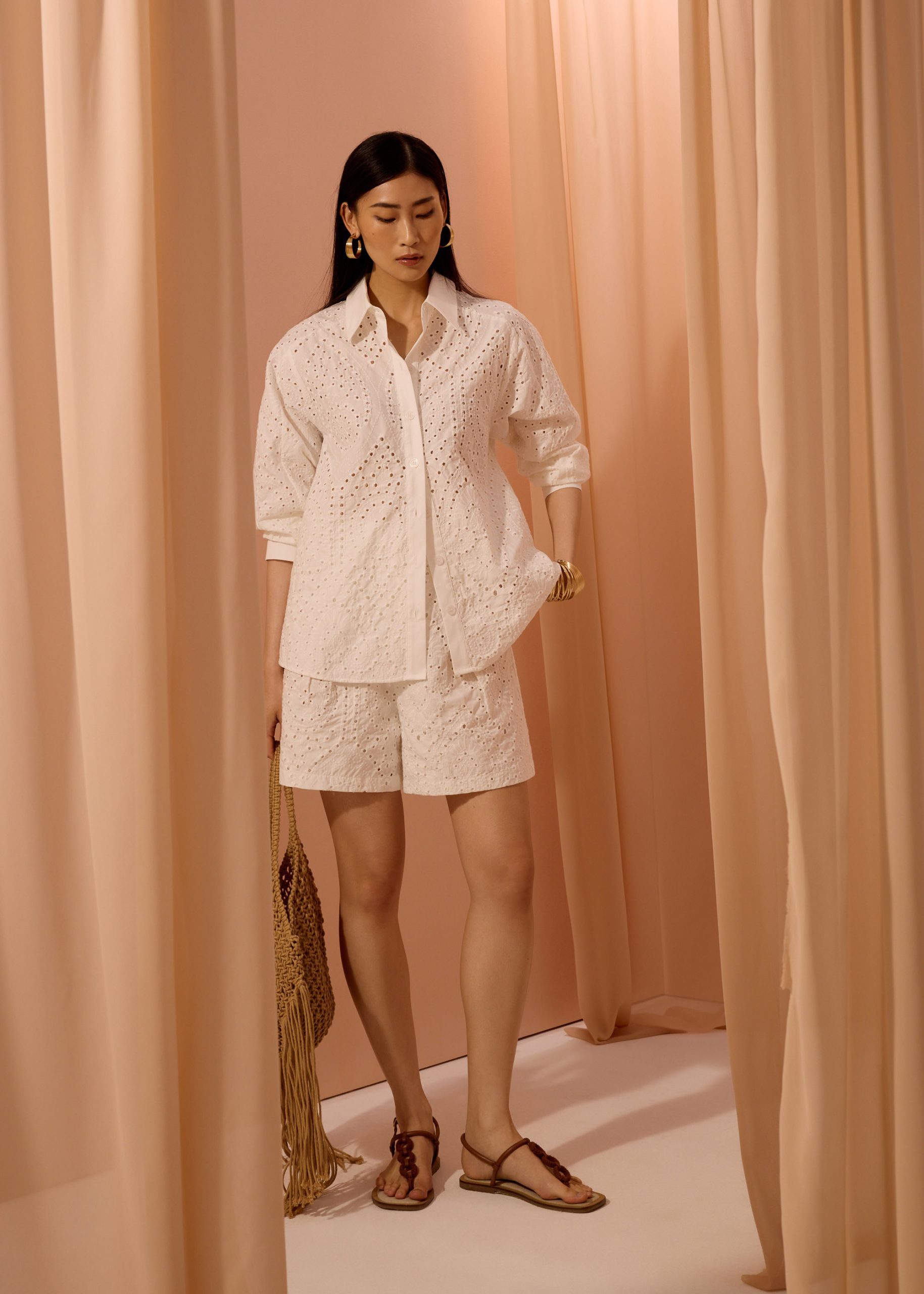 Tailored Bermuda Shorts in Soft Breeze Broderie - Image 7