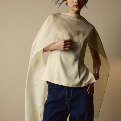 Andrea Multi-way Detachable Sash Crepe Round Neck Top