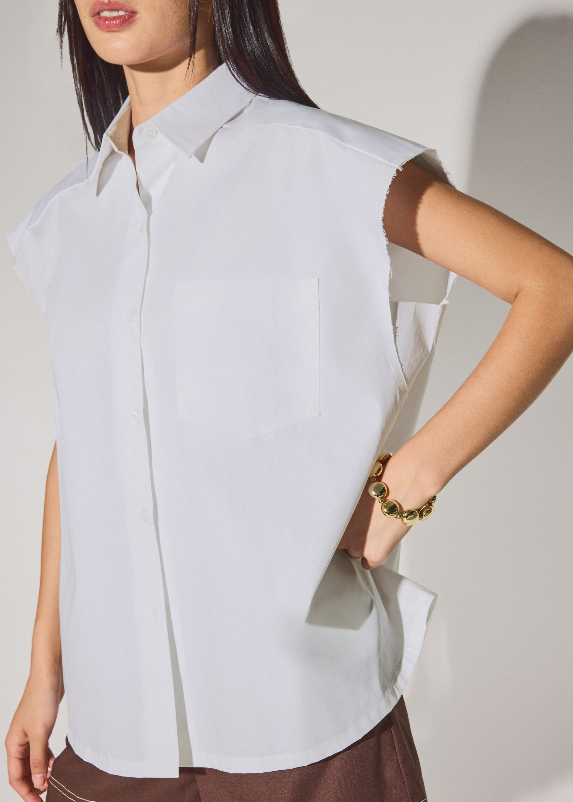 Oversized Cotton Button Down Long Shirt - Image 2
