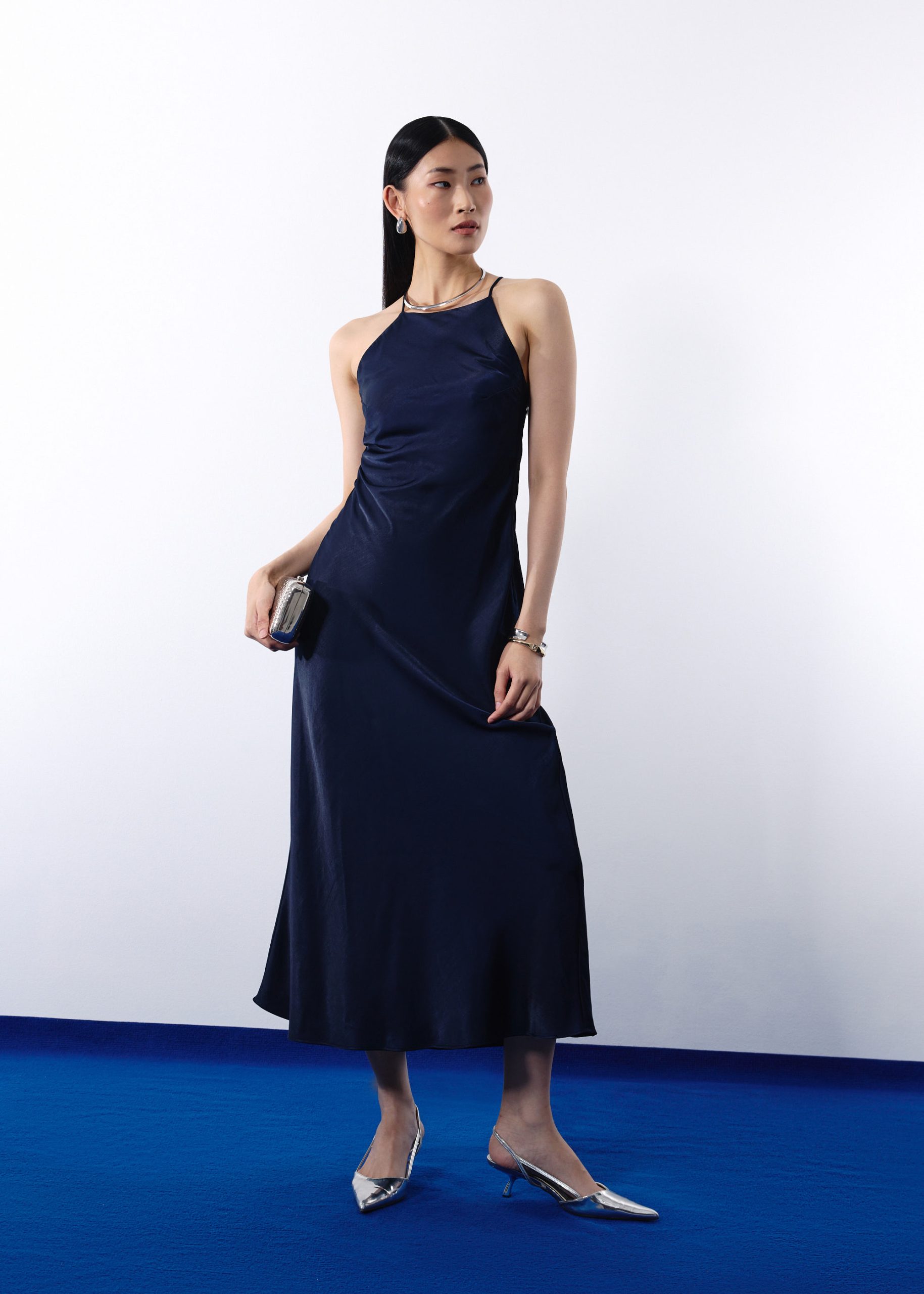 BraFree by LB Satin Halter Bias Cut Maxi Dress - Image 5