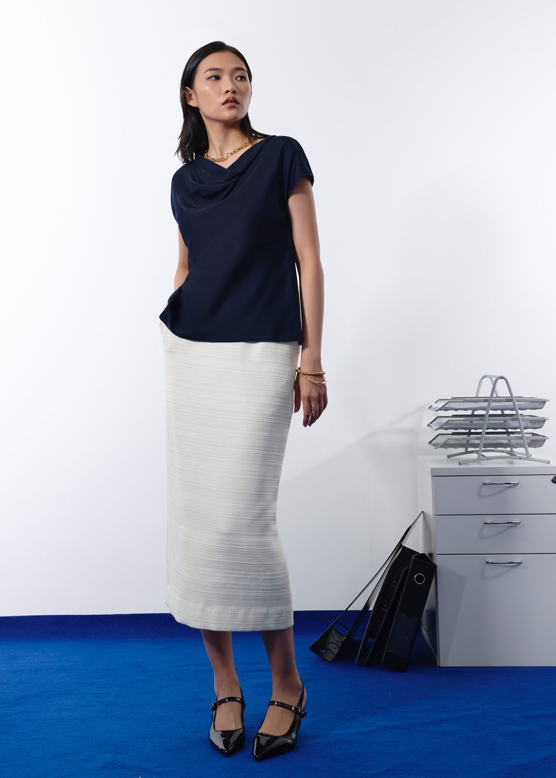 Atisha Multi-way Satin Cowl Neck Top - Image 10