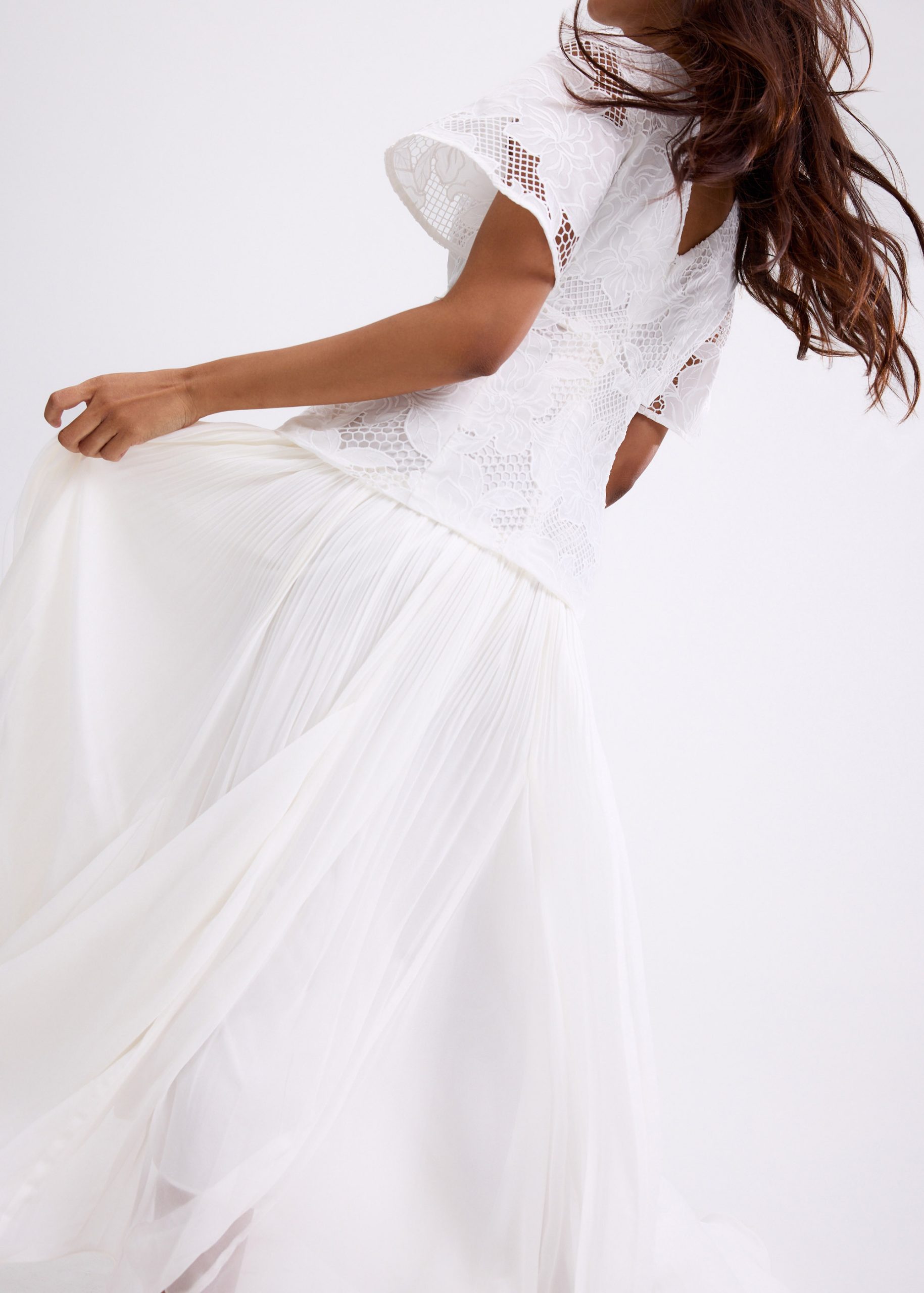 BraFree by LB Lace V-Neck Bell Sleeve Fit & Flare Maxi Dress - Image 14