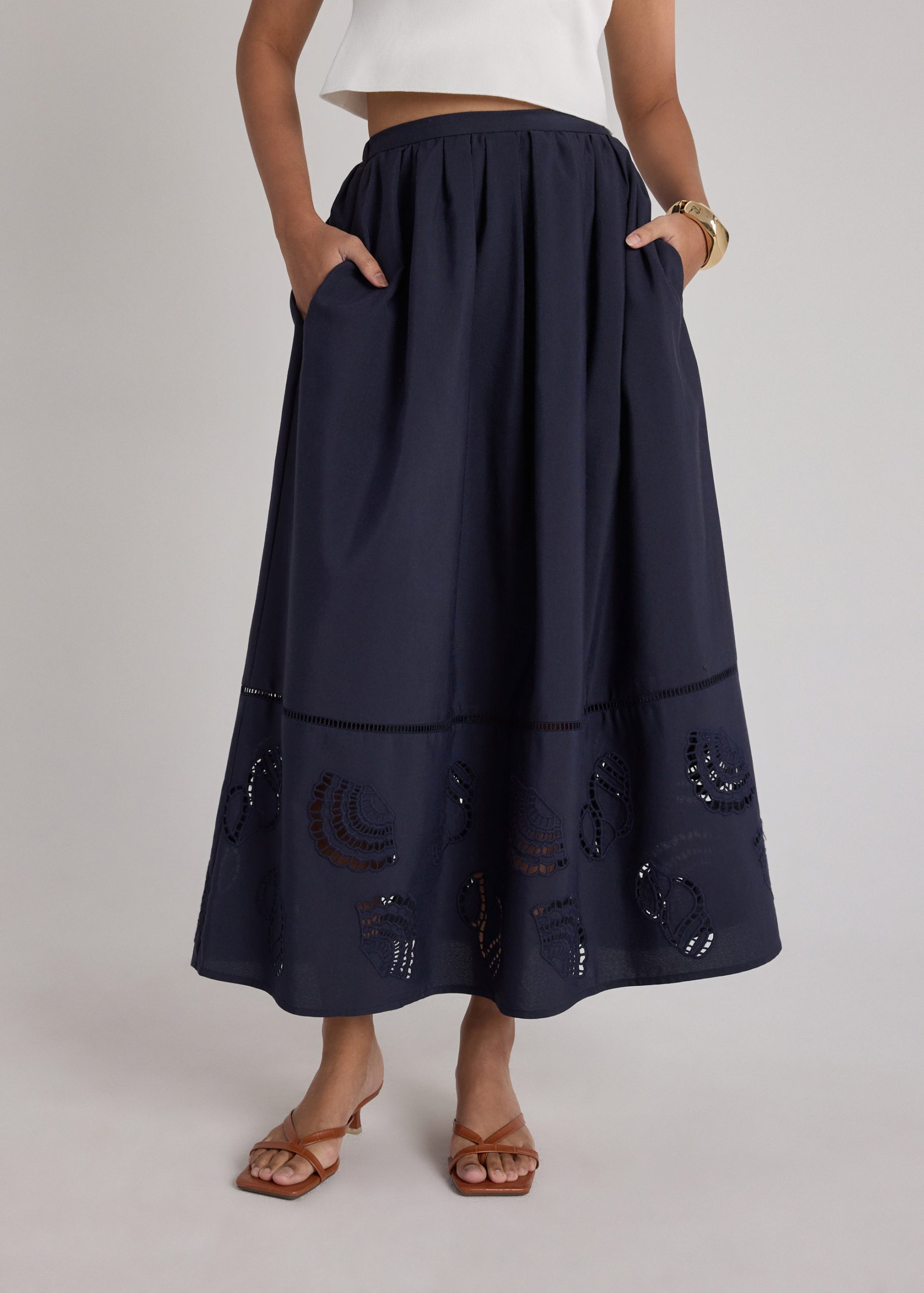 Flare Skirt in Tidal Escape Broderie - Image 2