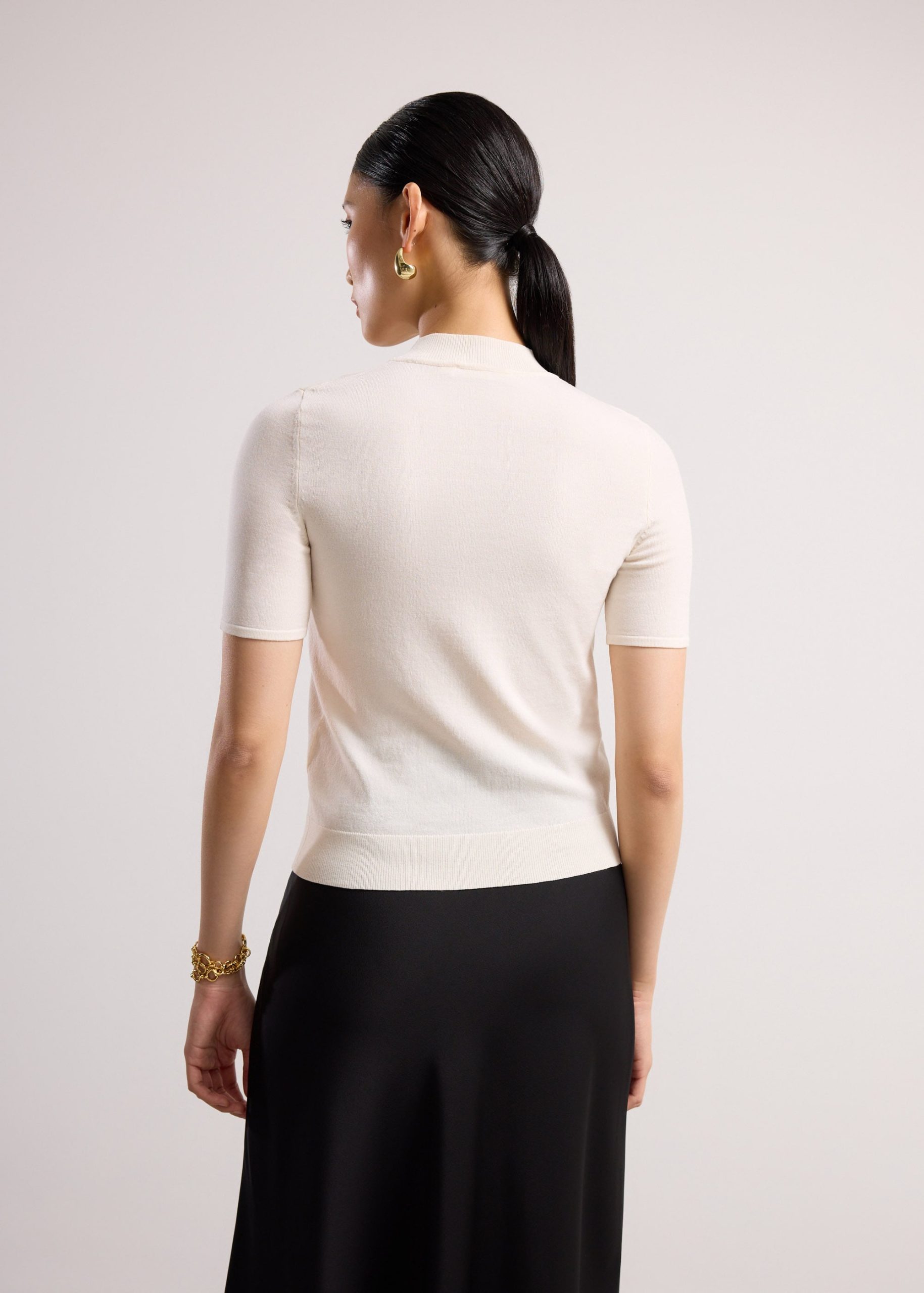 Noorie Lyocell Mock Neck Fitted Top - Image 12
