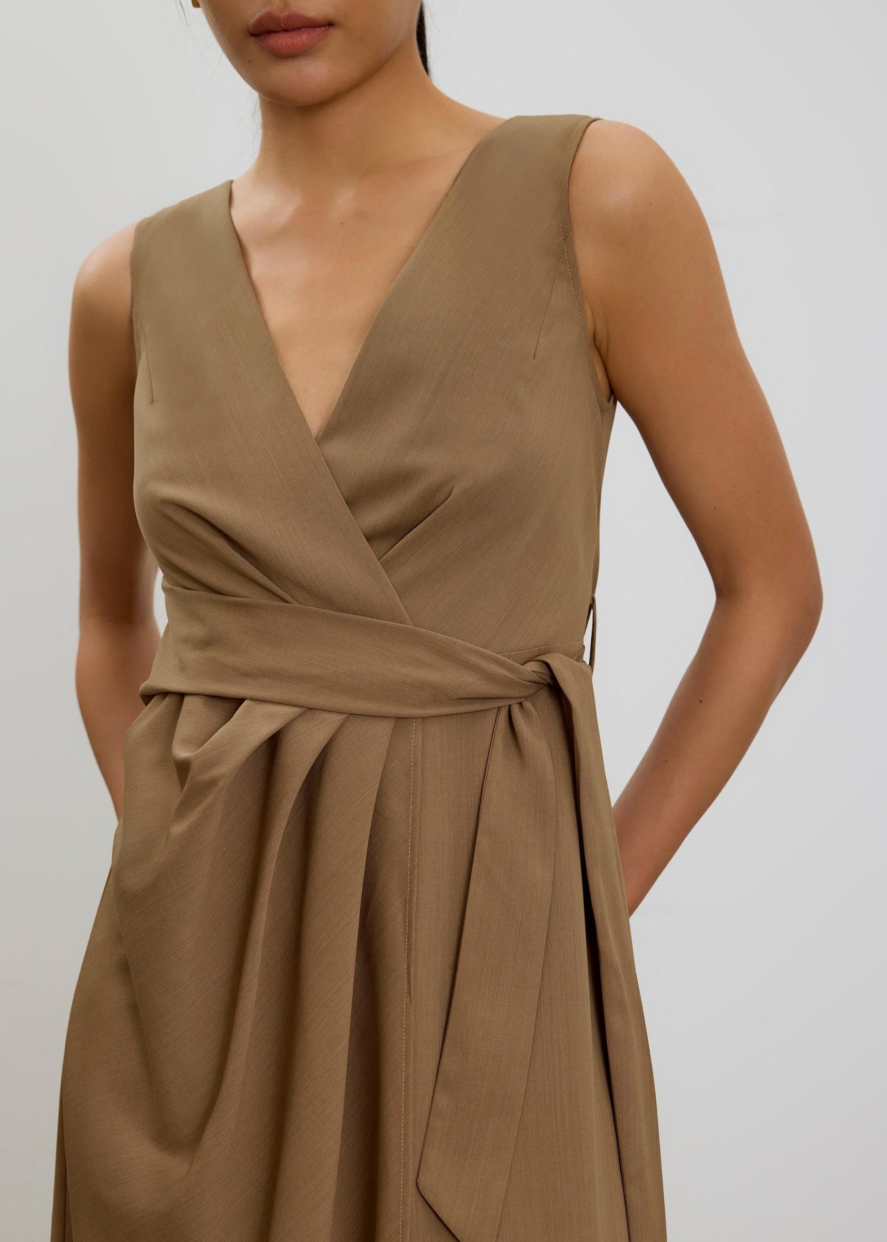 Eun V-neck Wrap Column Midi Dress - Image 7