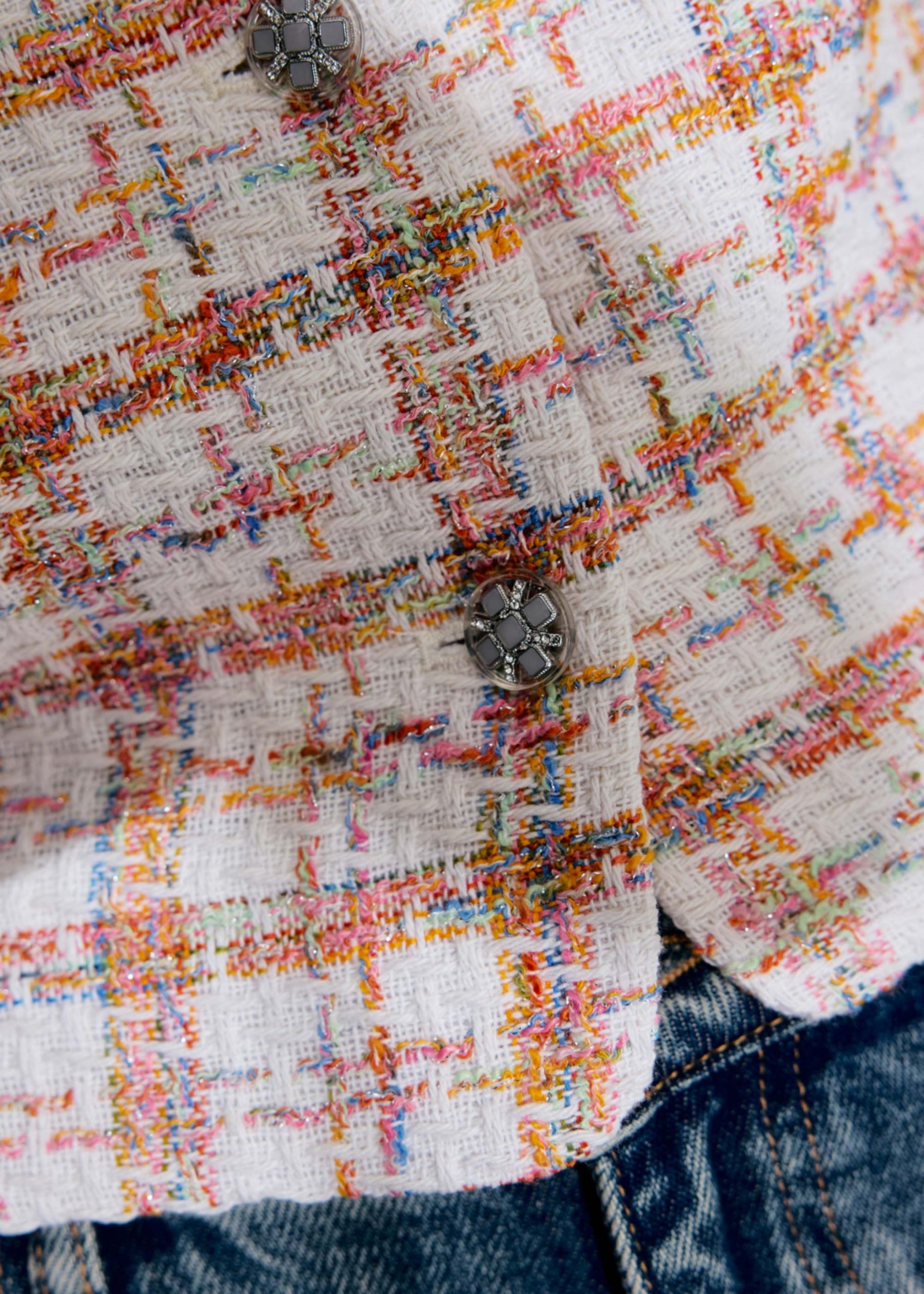 Relaxed Tweed Round Neck Button Down Vest - Image 13
