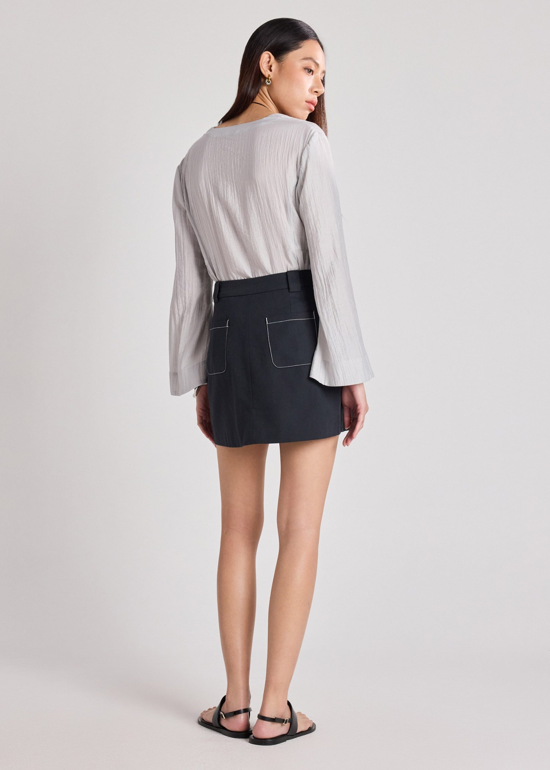 Contrast Stitch Mini Skirt - Image 3