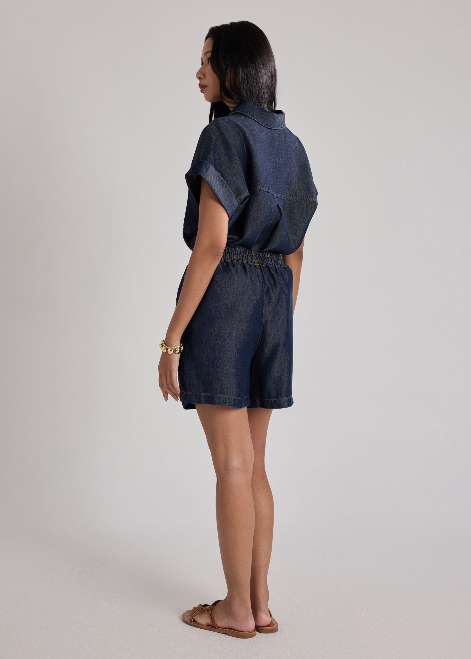 Demi Lyocell Chambray Drawstring Shorts - Image 4