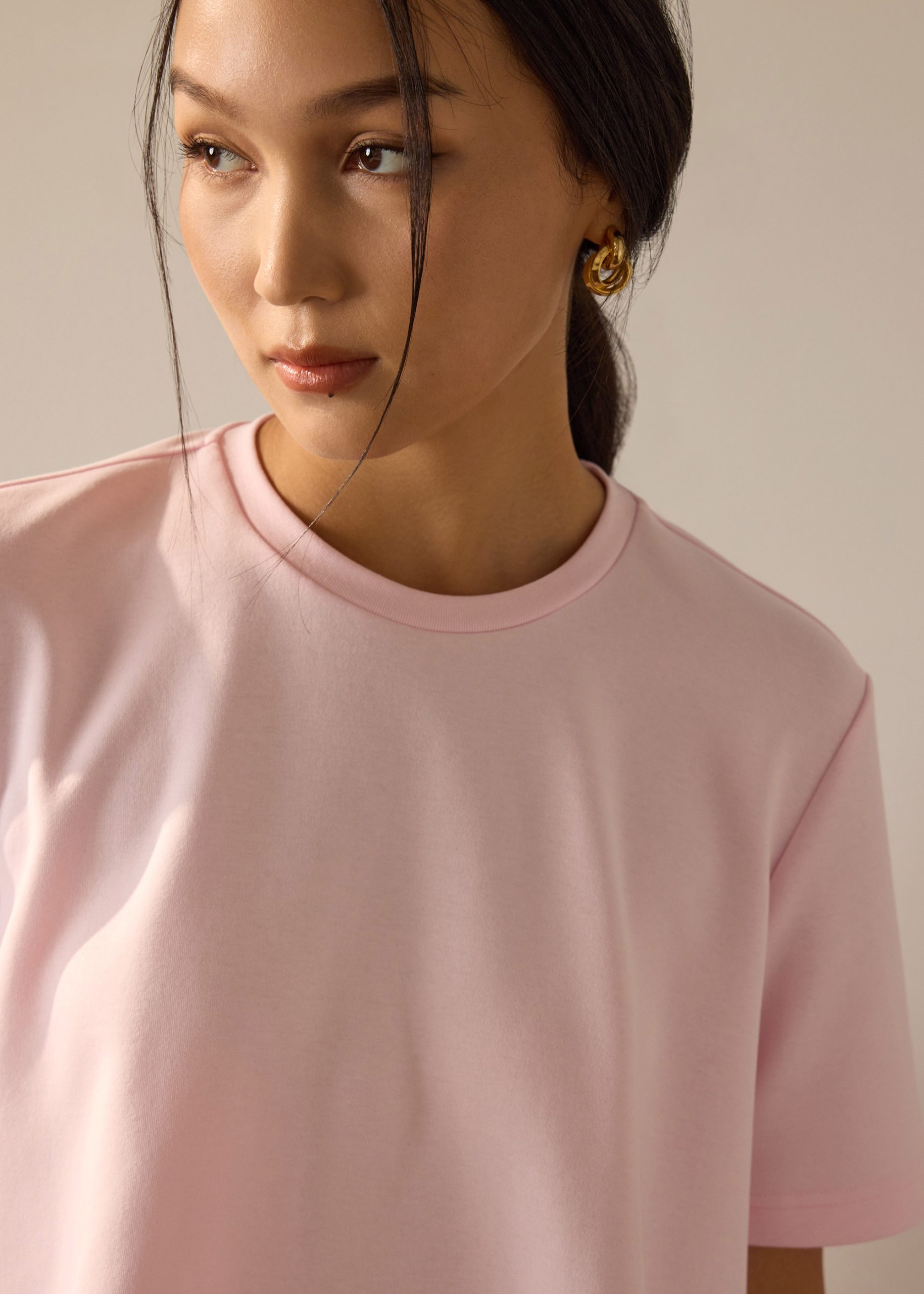 Billie Neoprene Round Neck Trapeze Tee - Image 10