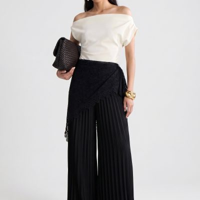 Love, Bonito x TOTON Leggy??Pleated Pants With Scarf