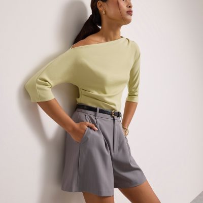 Juno Tencel Asymmetric Batwing Top