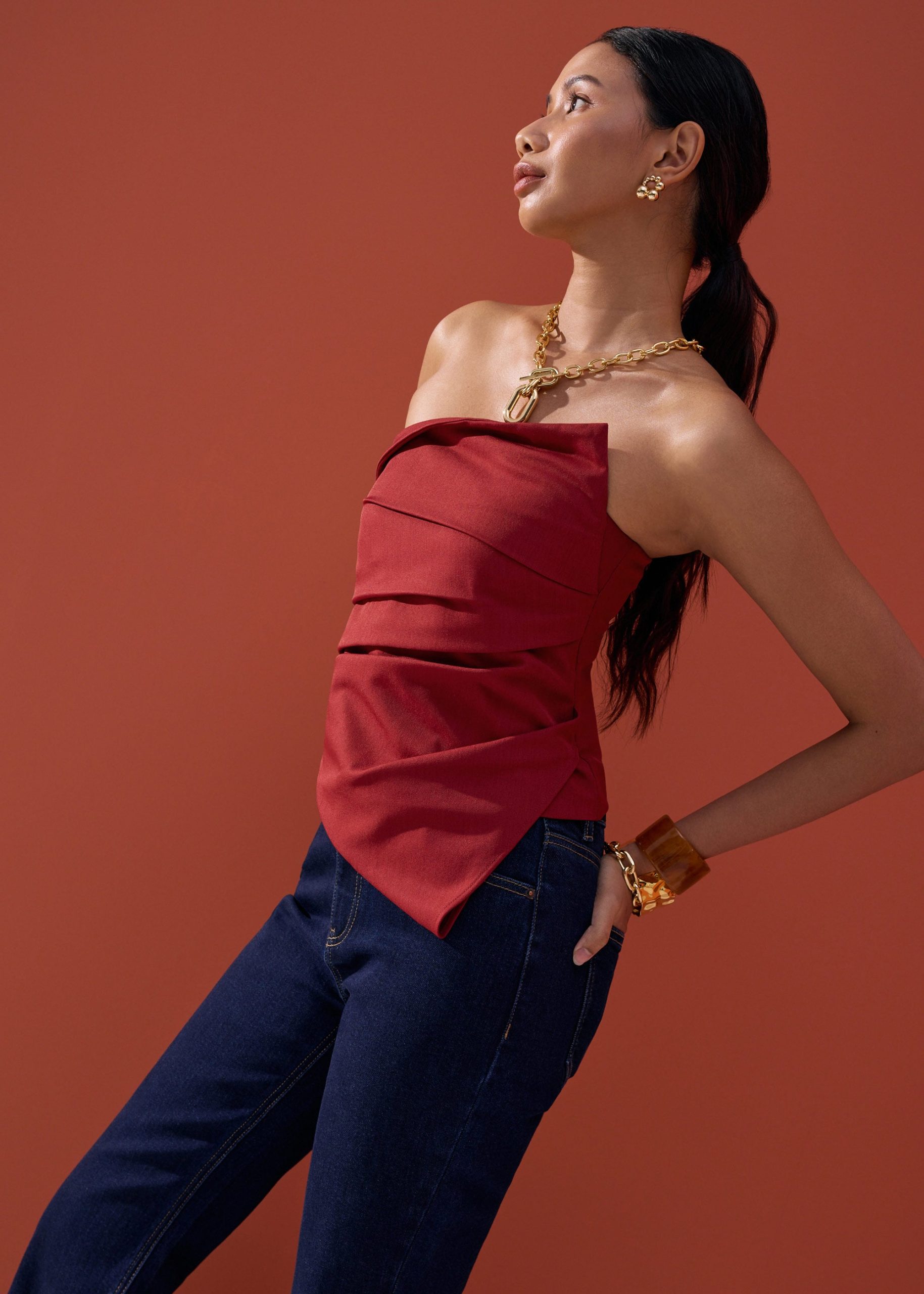 Sarita Asymmetric Pleated Tube Top - Image 18