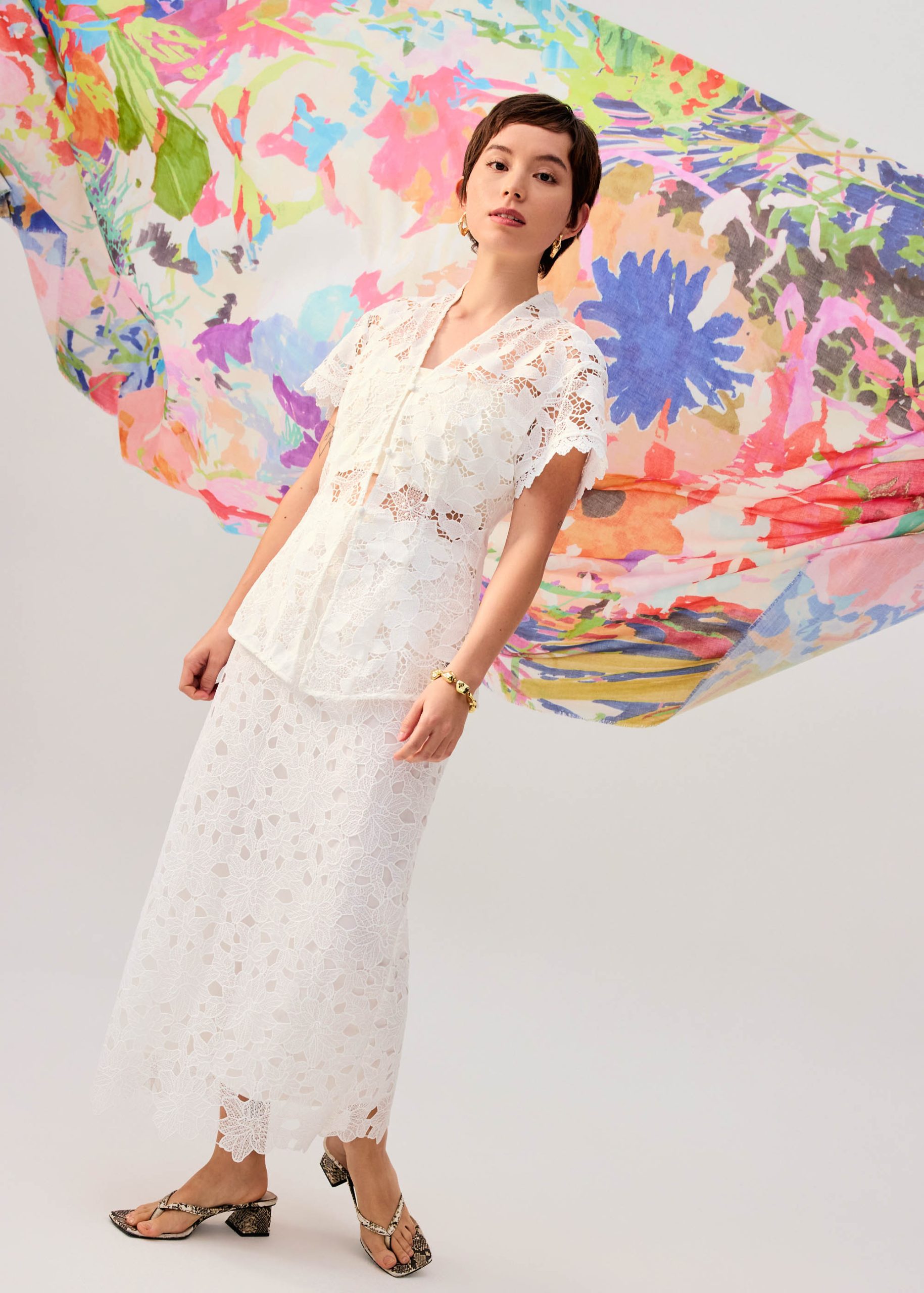 Floral Lace Column Midi Skirt - Image 6