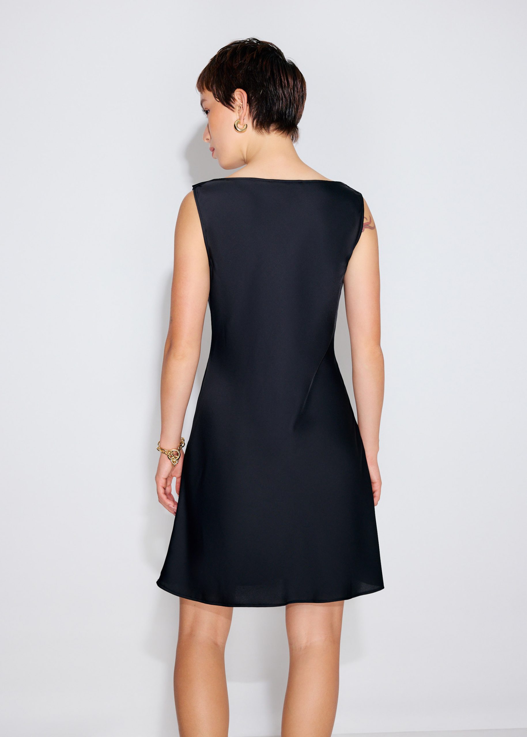 Erin Satin Cowl Neck A-line Mini Dress - Image 6