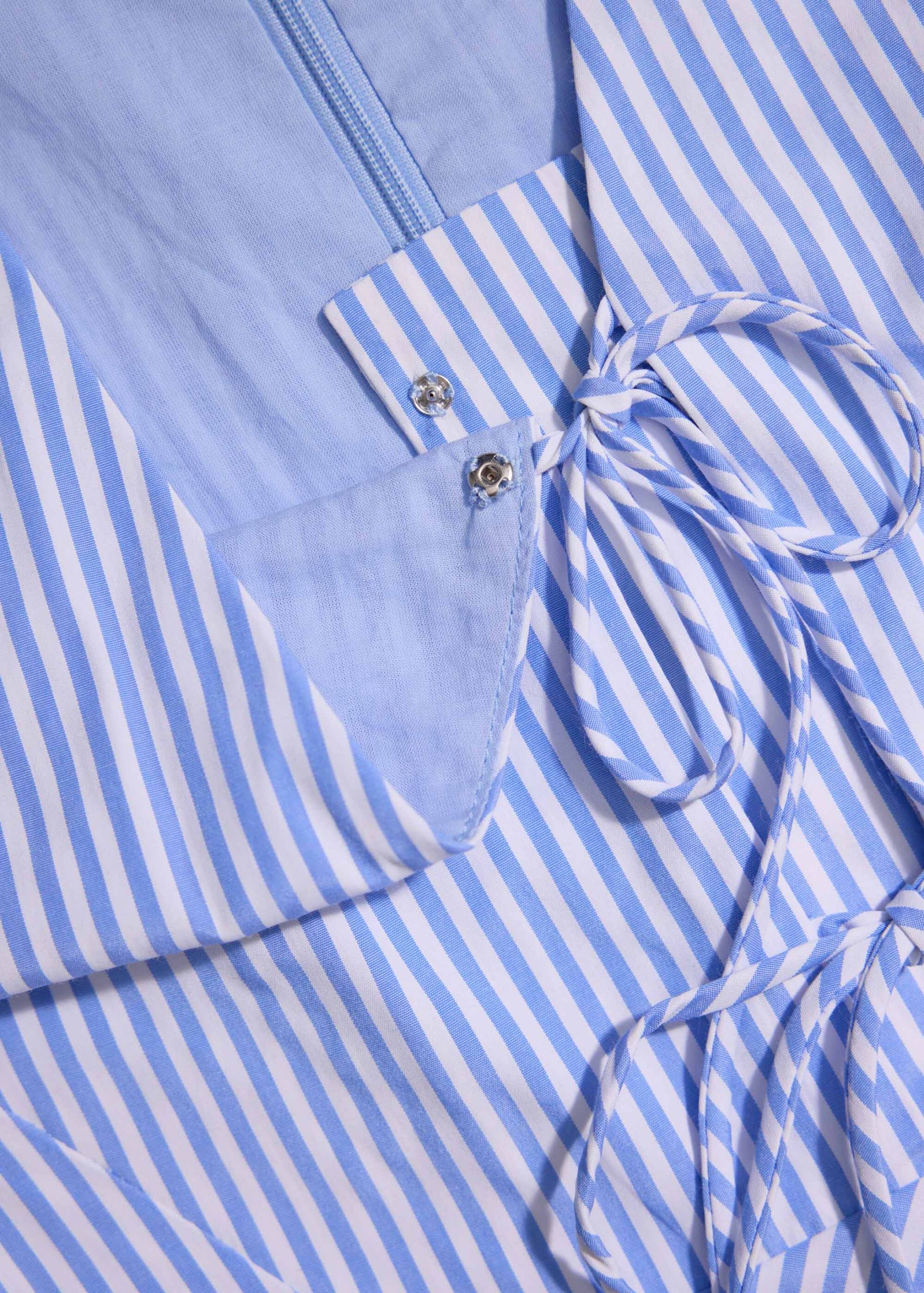 Striped Cotton Front Tie V-neck Fit & Flare Midaxi Dress - Image 6
