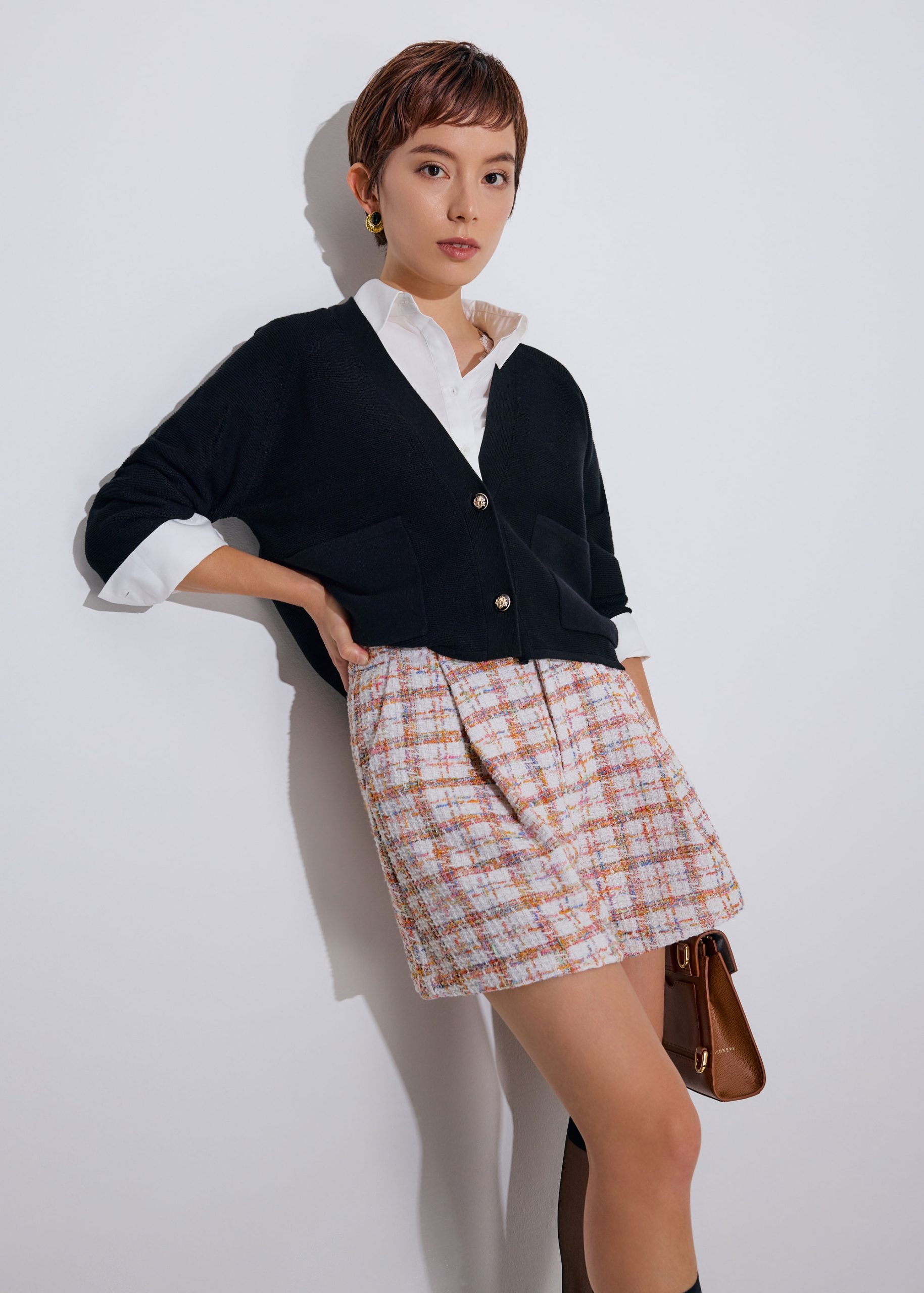 Tweed High Waist A-Line Shorts - Image 7