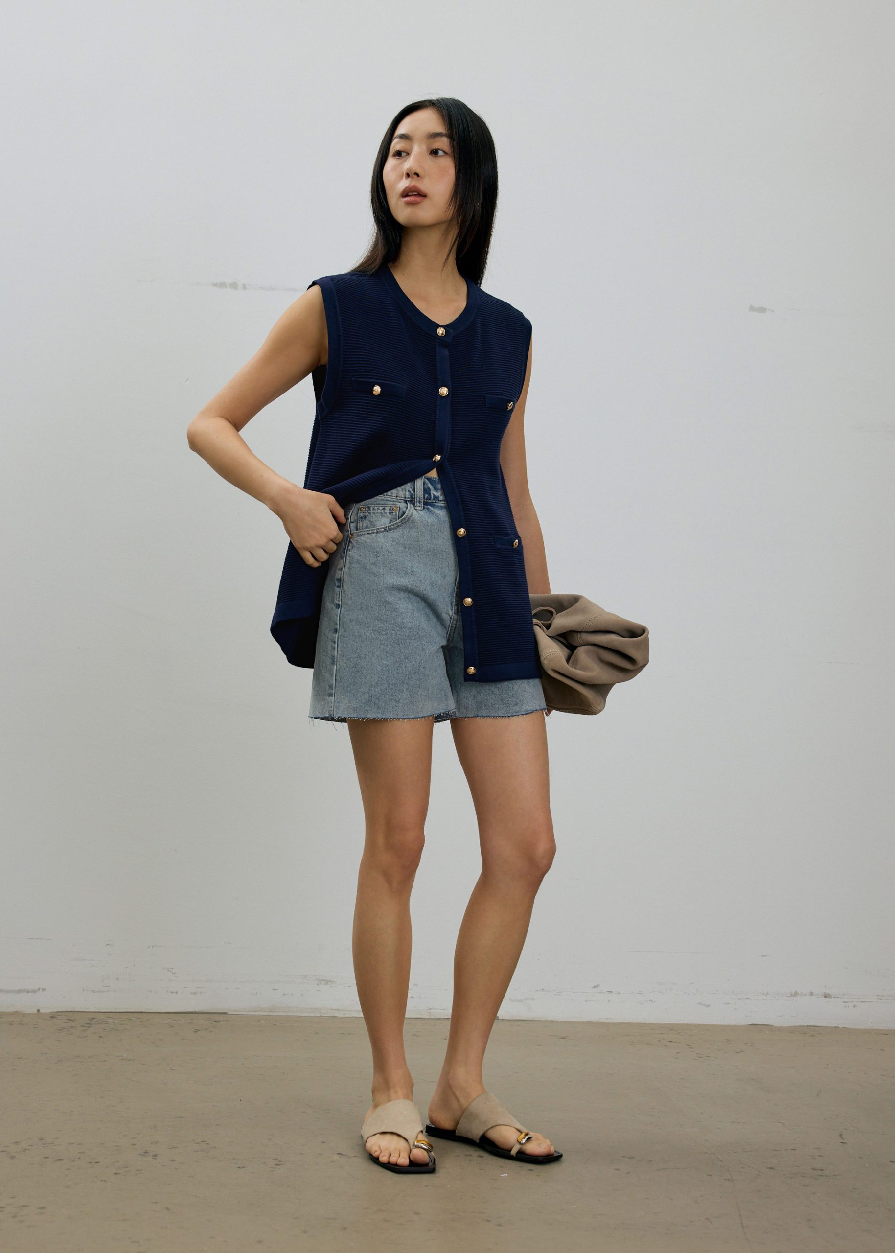 Sana High Waist Fray Denim Shorts - Image 5