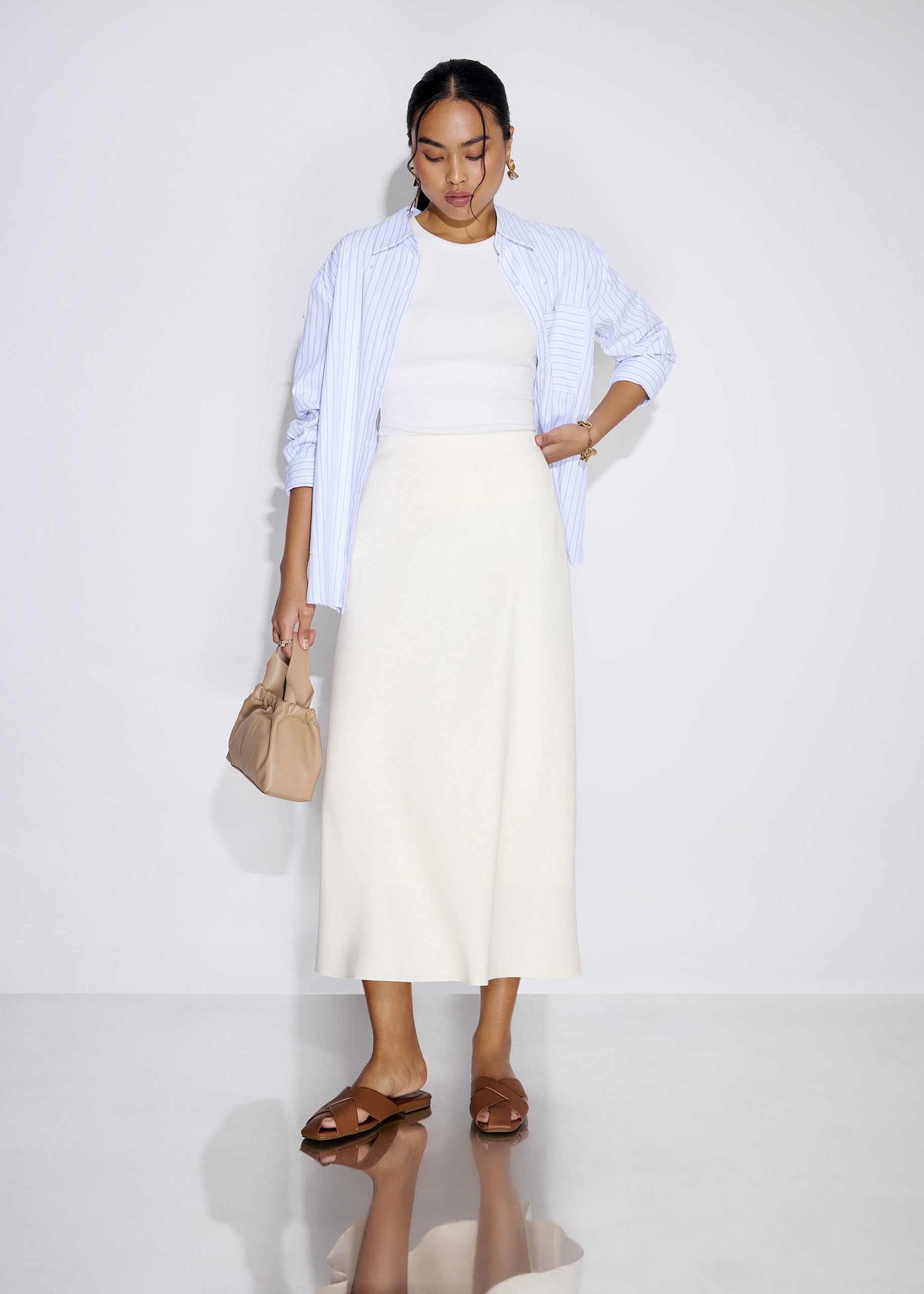 High Waist Bias Cut Midaxi Skirt - Image 7