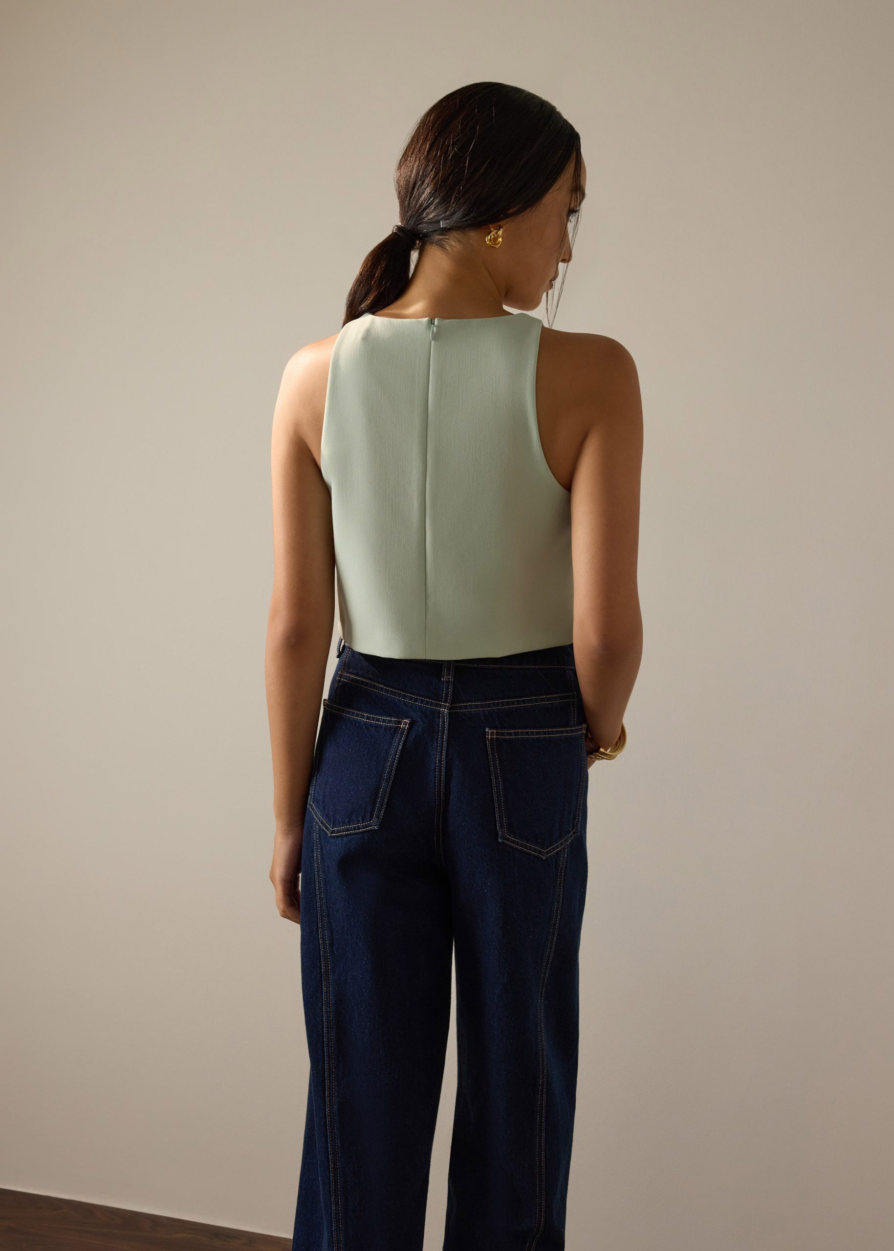 Carla Round Neck Crop Shell Top - Image 6