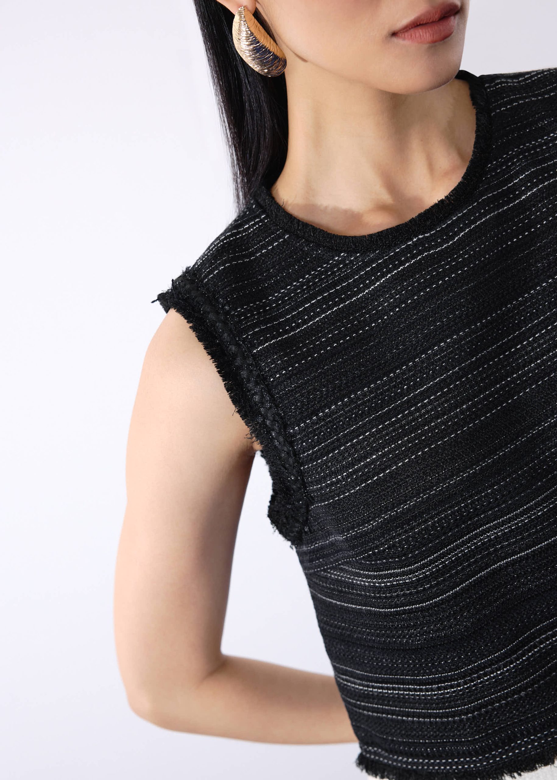 Maxine Jacquard Tweed Sleeveless Boxy Shell Top - Image 4