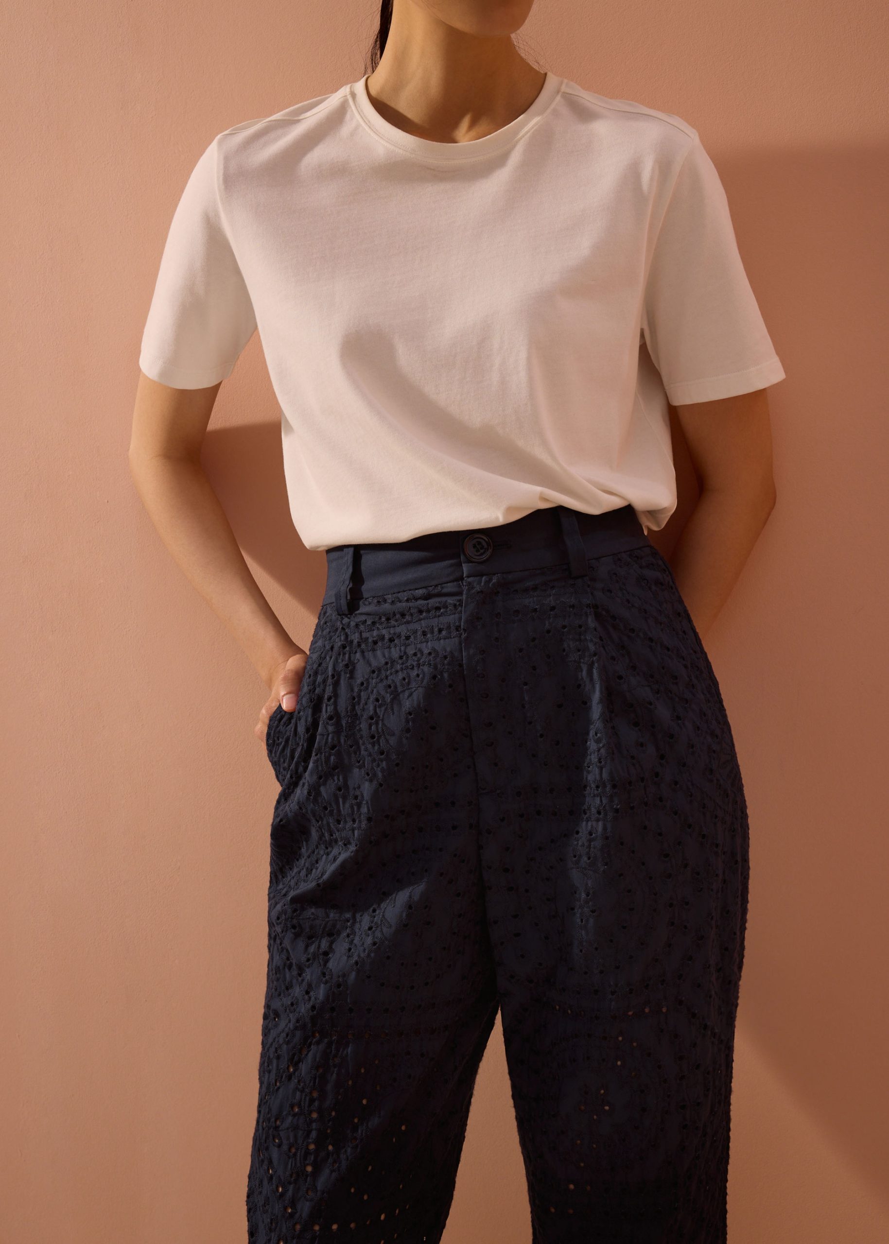 Elastic Peg Leg Pants in Soft Breeze Broderie - Image 9
