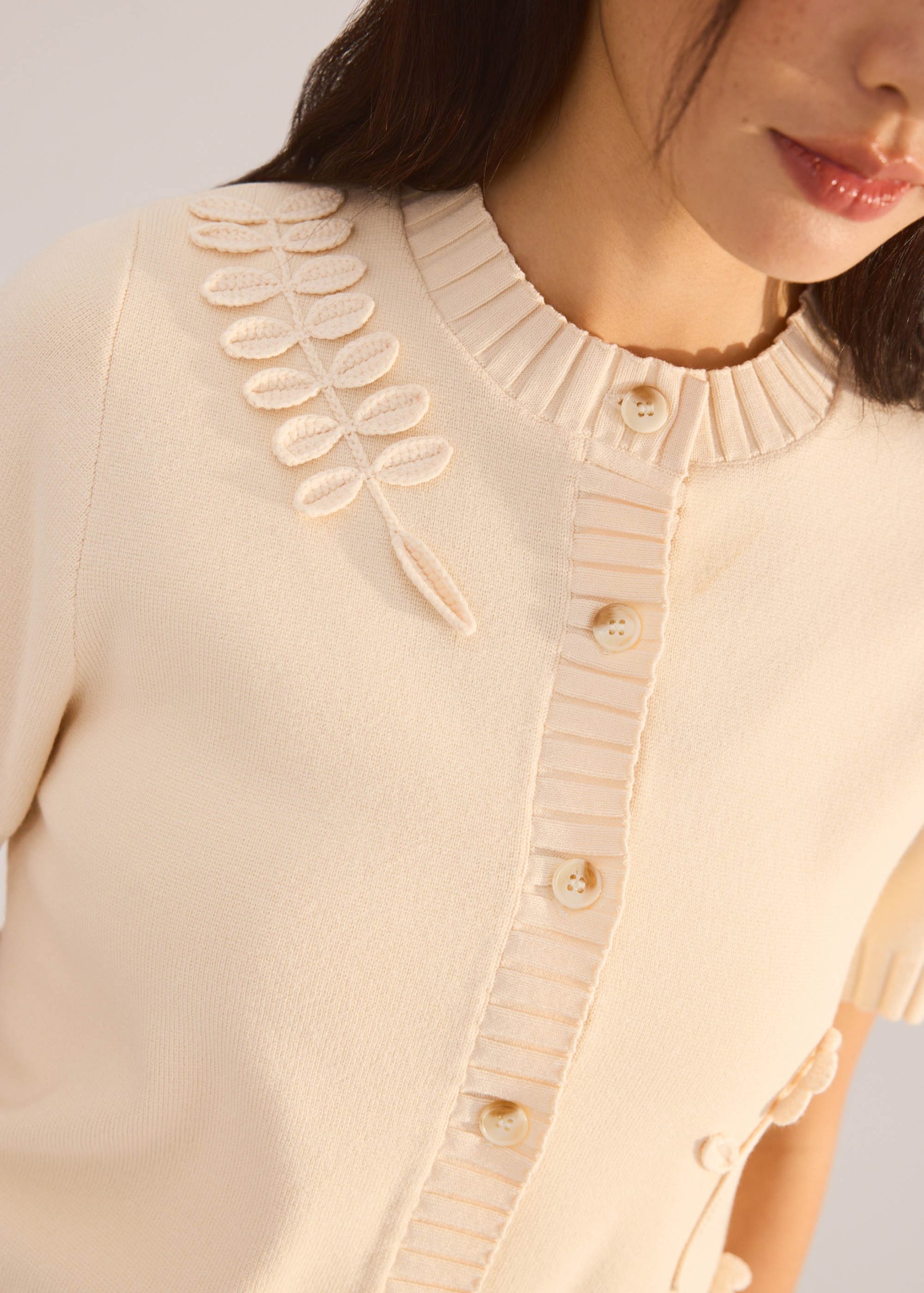 Knit Puff Sleeve Cardigan - Image 9