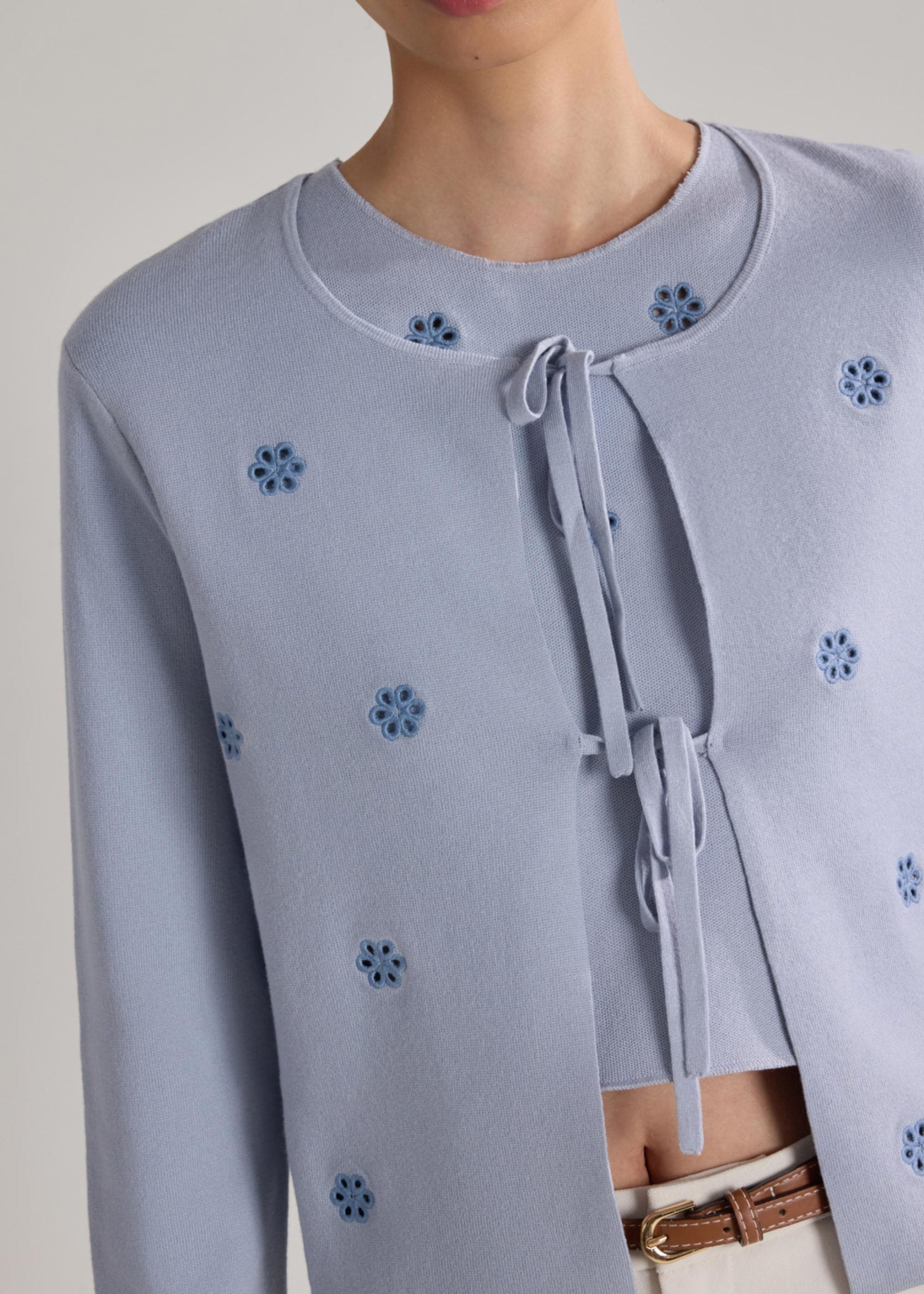 Floral Eyelet Knit Cardigan - Image 9