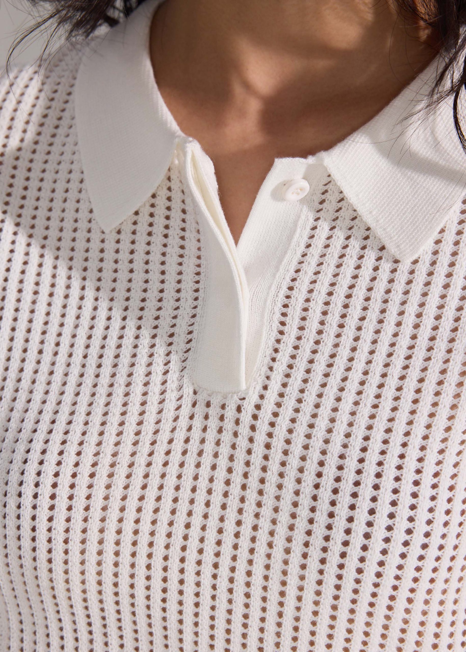 Open Knit Polo Top - Image 7