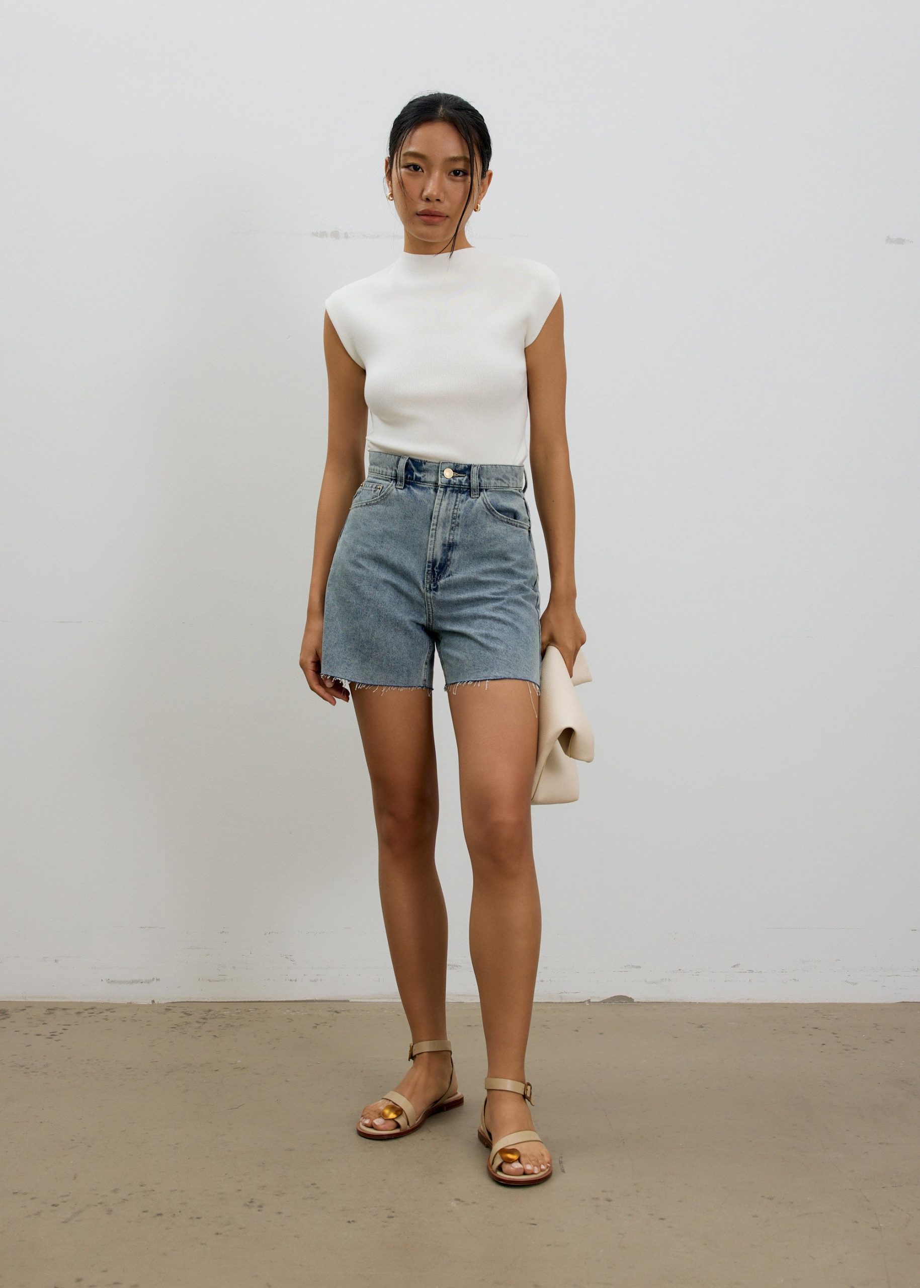 Sana High Waist Fray Denim Shorts - Image 17