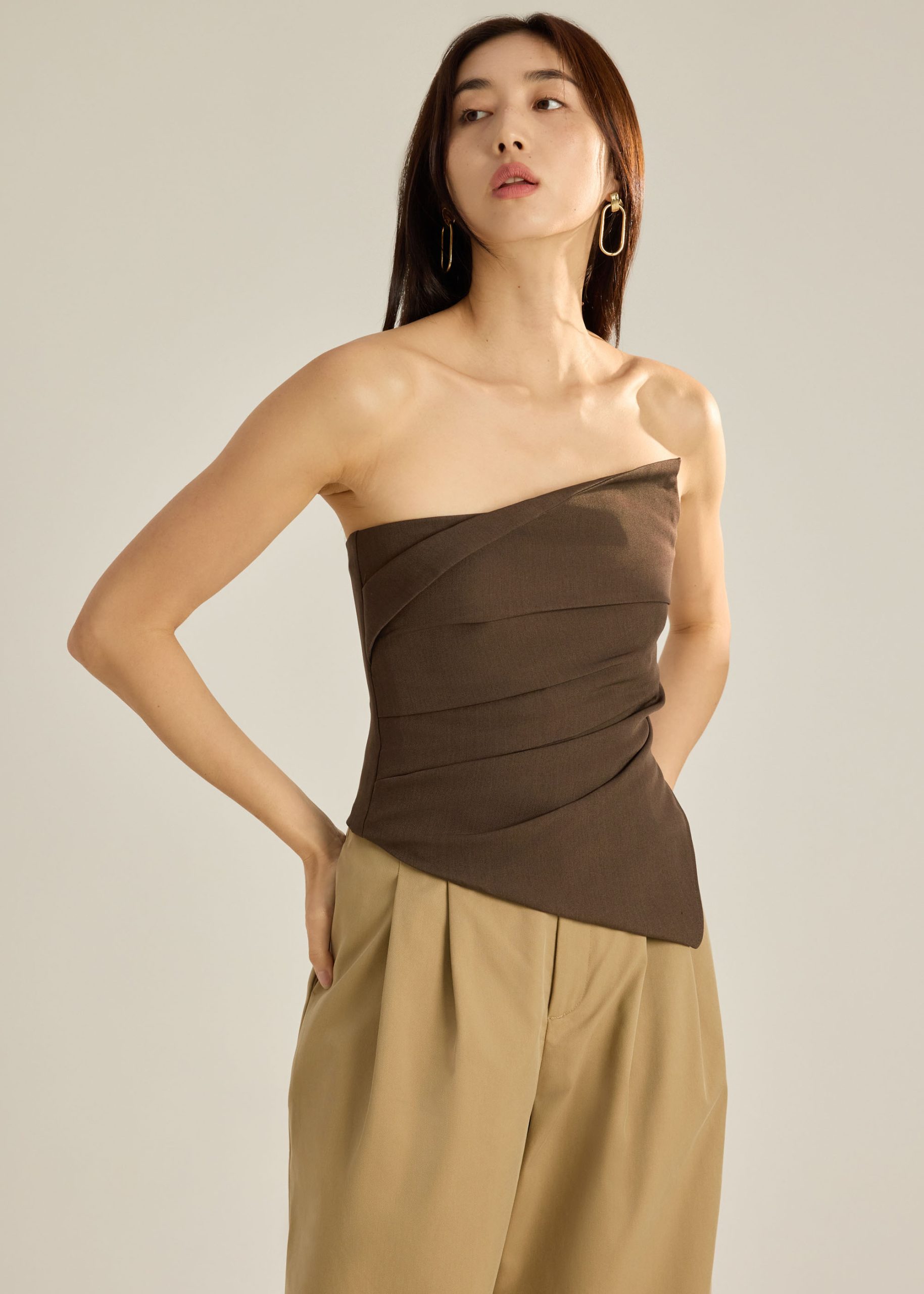 Sarita Asymmetric Pleated Tube Top - Image 35
