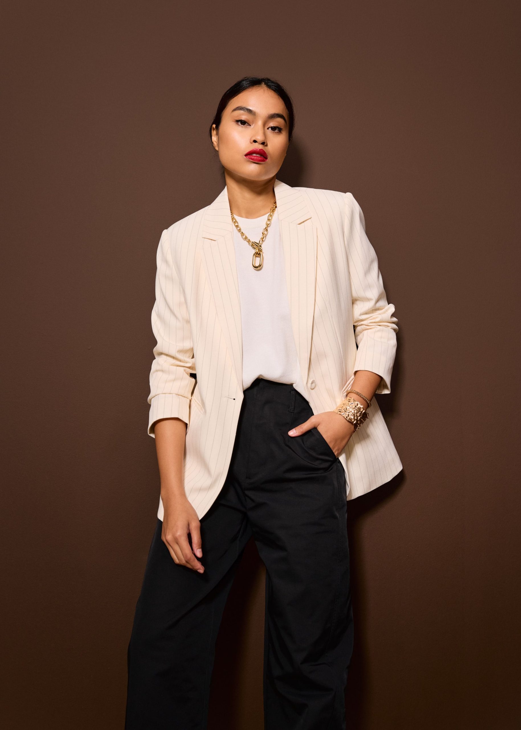 RuchedReady® Rachel Pinstripe Adjustable Waist Blazer - Image 19