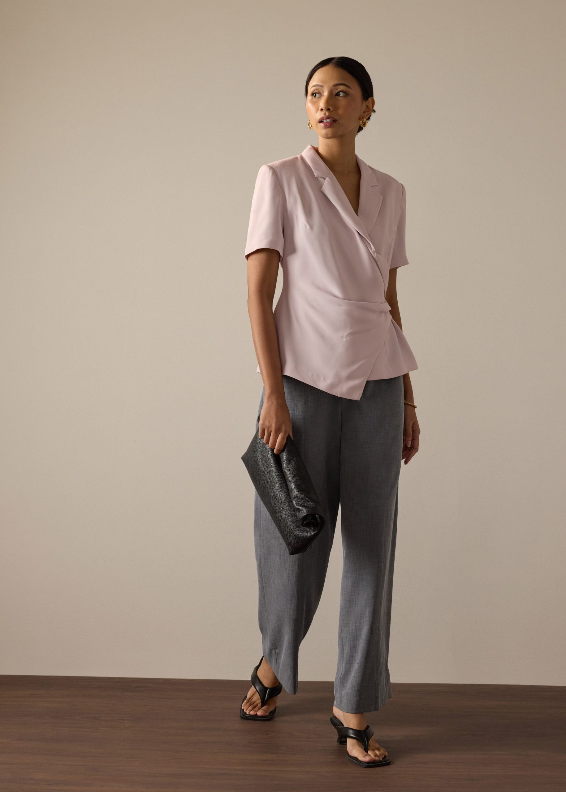 Karyssa Crepe Drape V-neck Blazer Top - Image 12