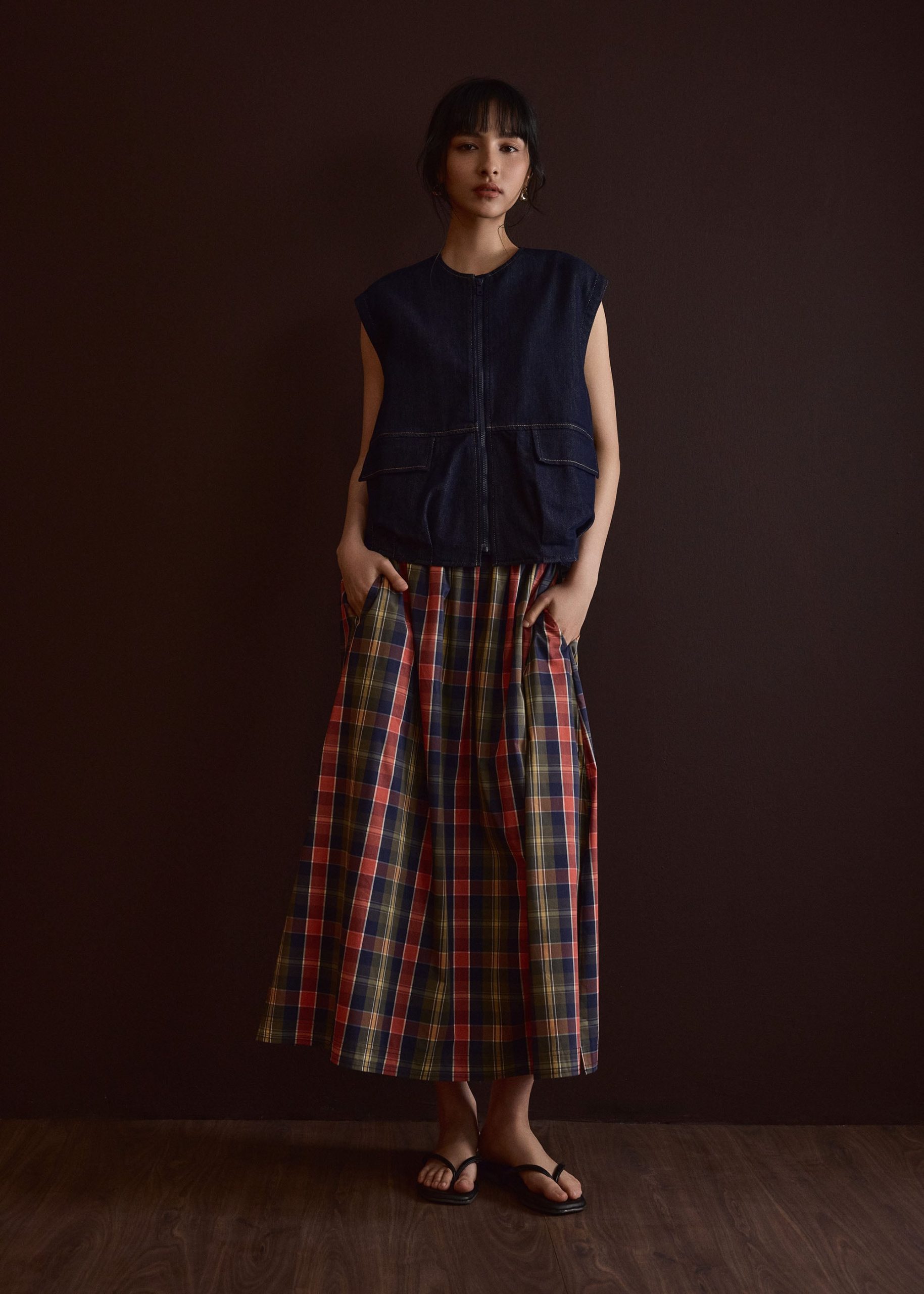 Contrast Stitch Denim Multi-way Oversized Vest - Image 3