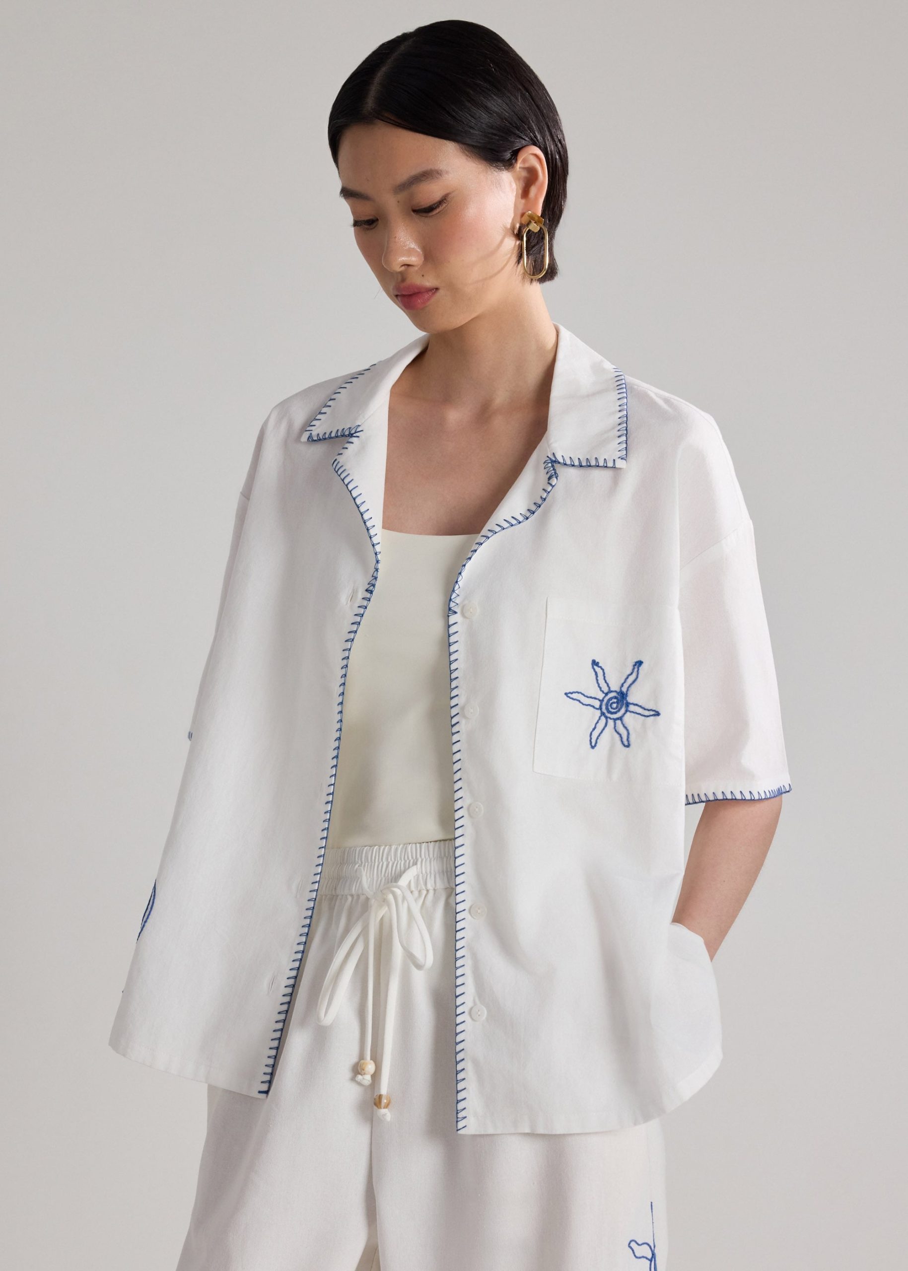 Cotton Shirt in Coastal Charm Embroidery - Image 5