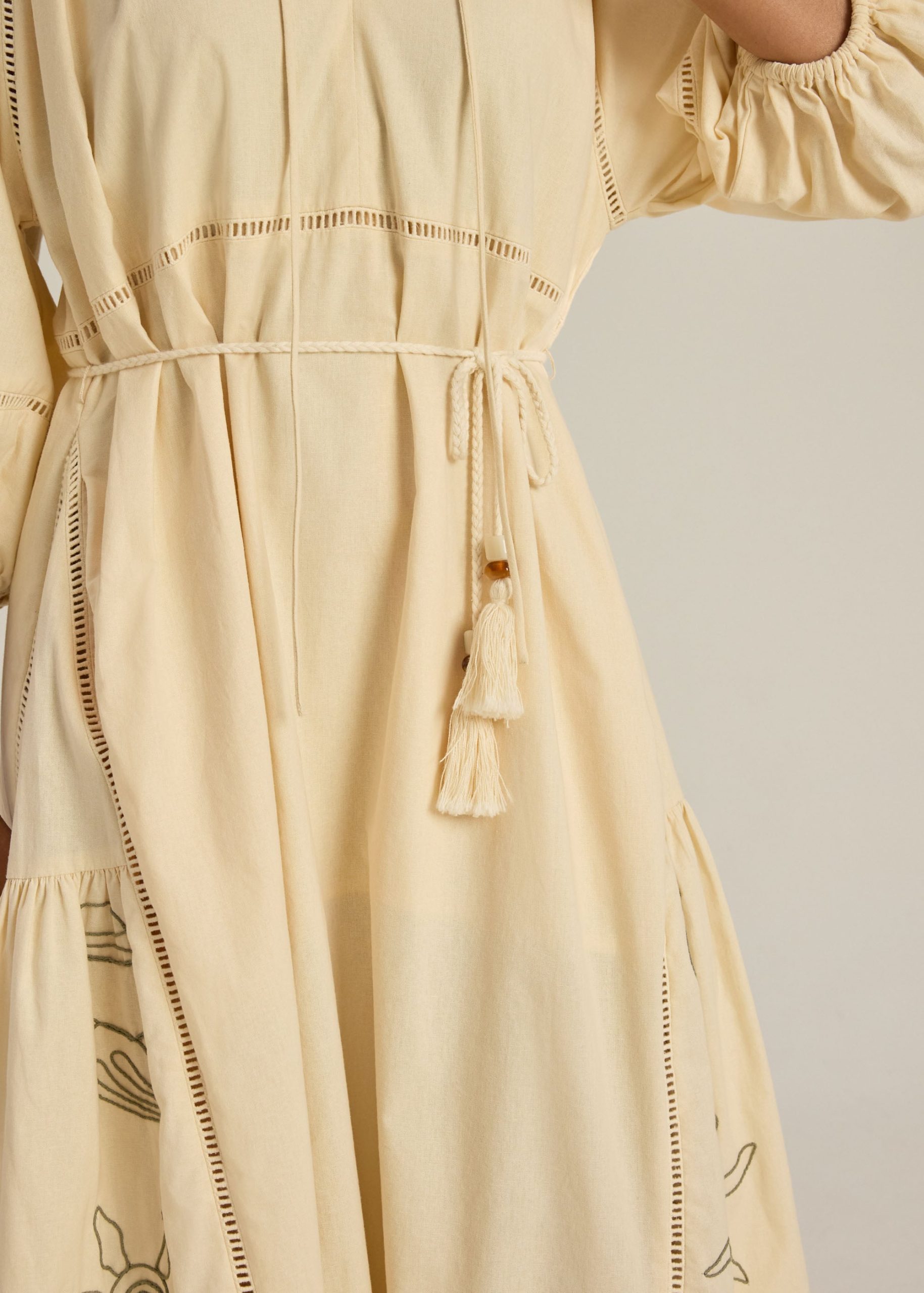 Cotton Trapeze Dress With Sash in Coastal Charm Embroidery - Image 6