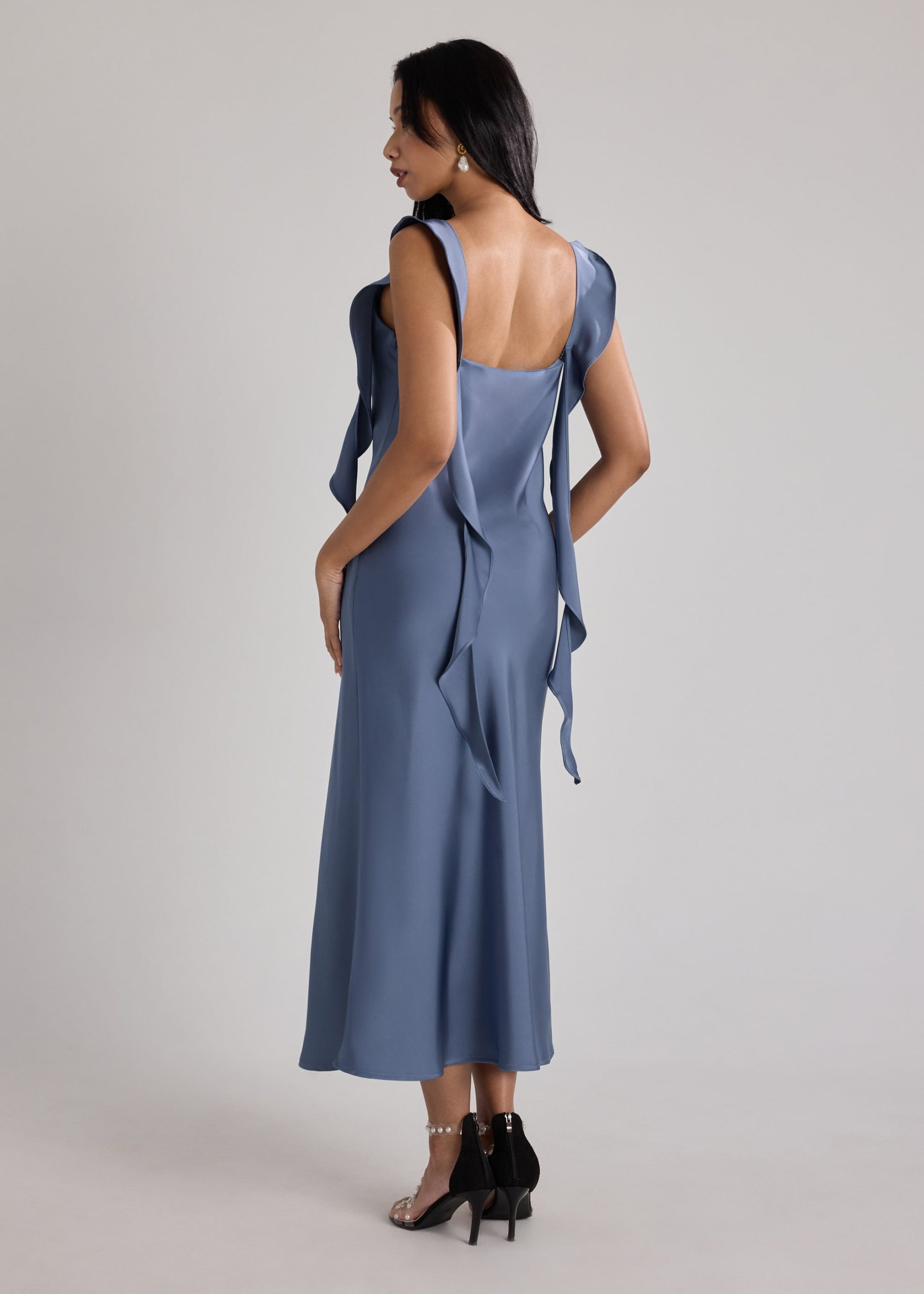 BraFree by LB Multi-way Satin Dress With Removable Ruffle Straps - Image 25