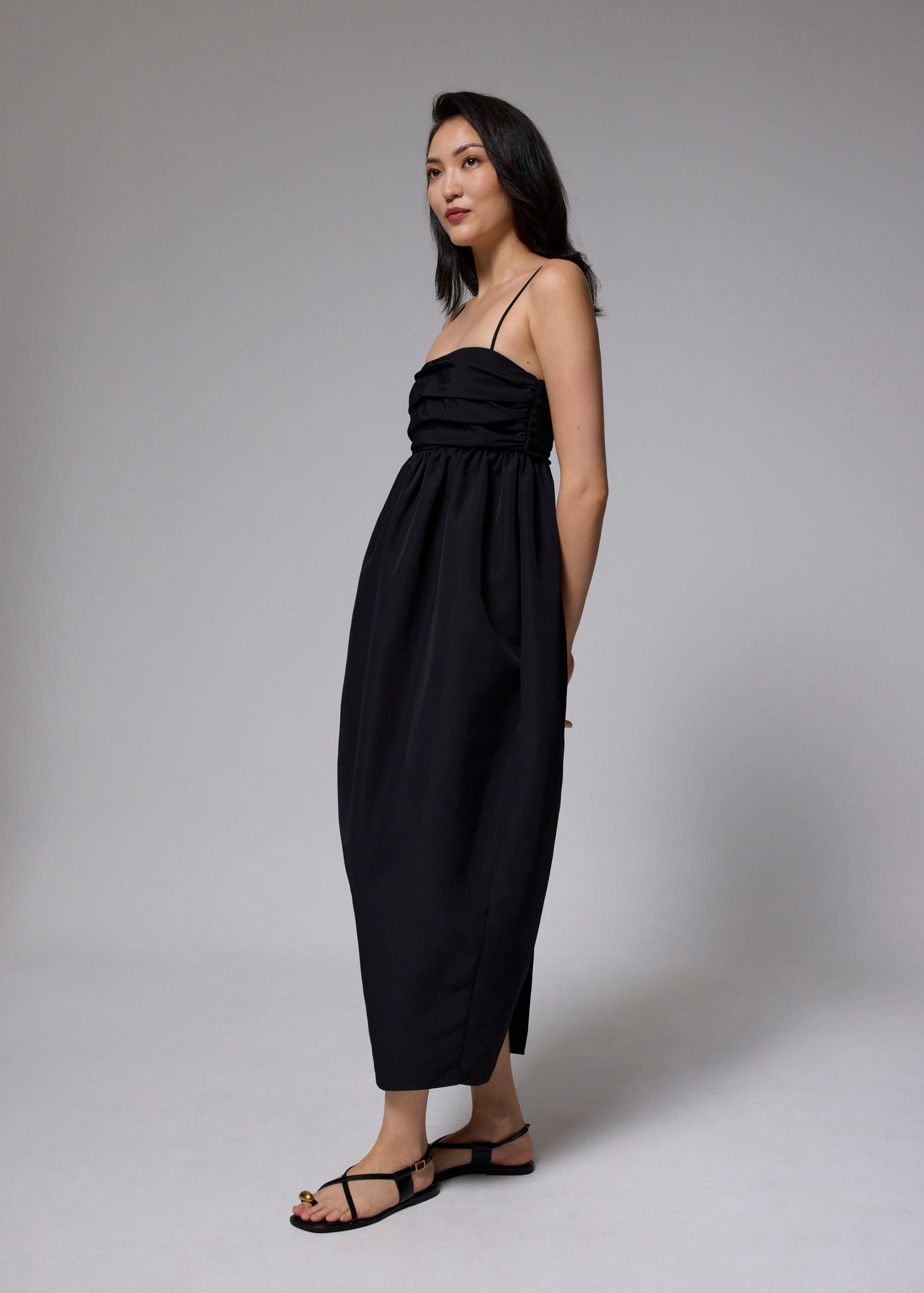 Ruched Straight Neck Tulip Maxi Dress - Image 8