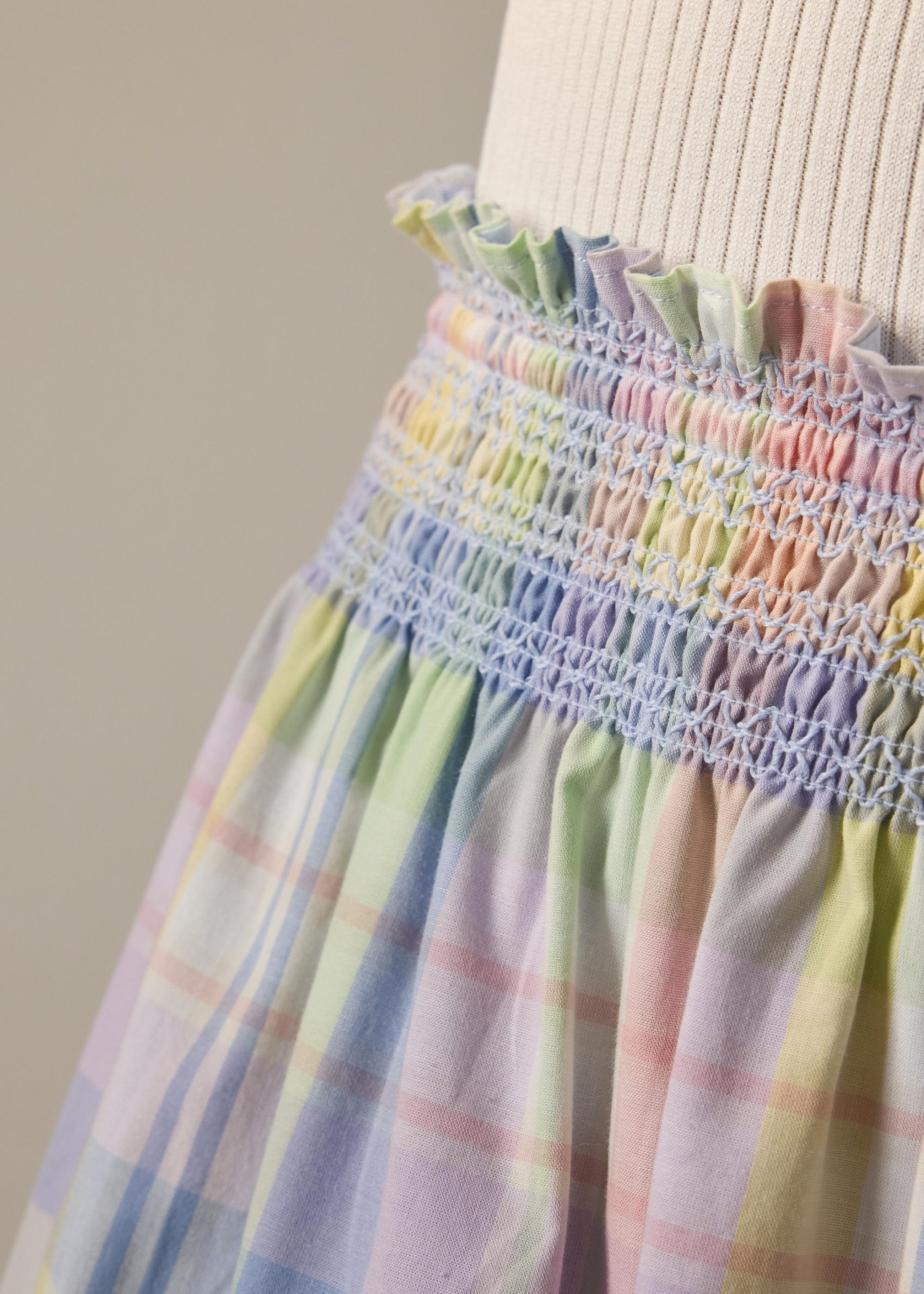 Checkered Cotton Flare Maxi Skirt - Image 11