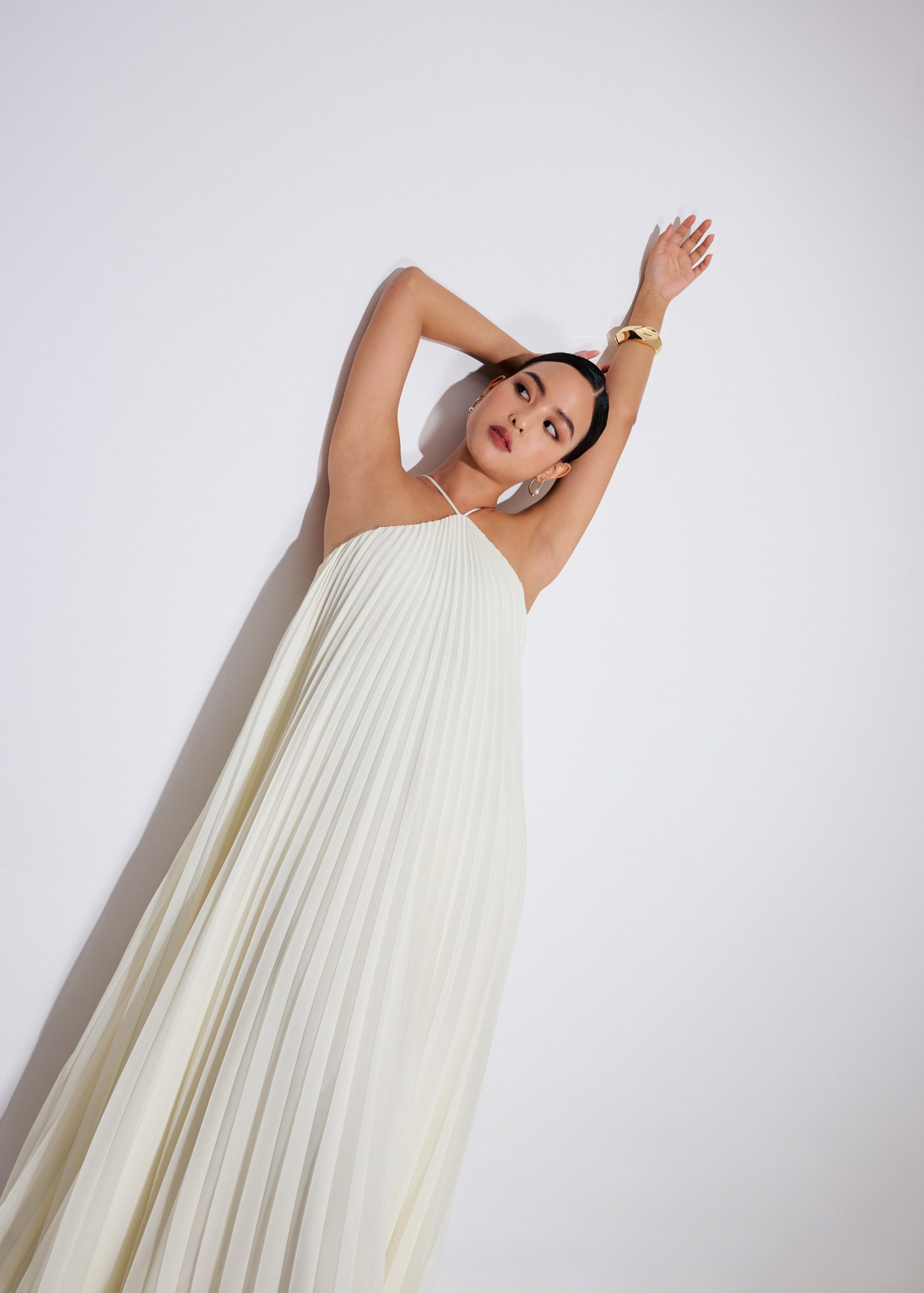 Pleated Halter Trapeze Maxi Dress - Image 7